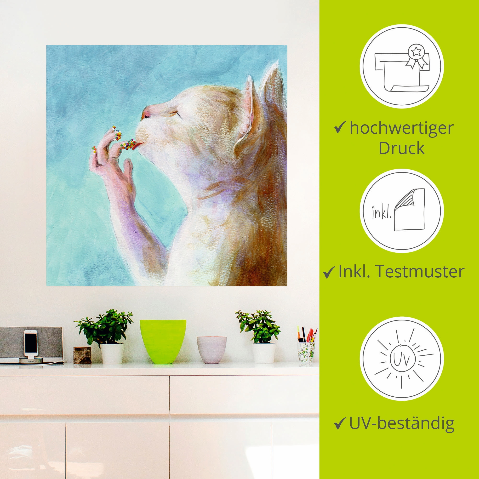 Artland Wandbild »Naschkatze«, Haustiere, (1 St.), als Leinwandbild, Poster, Wandaufkleber in verschied. Größen