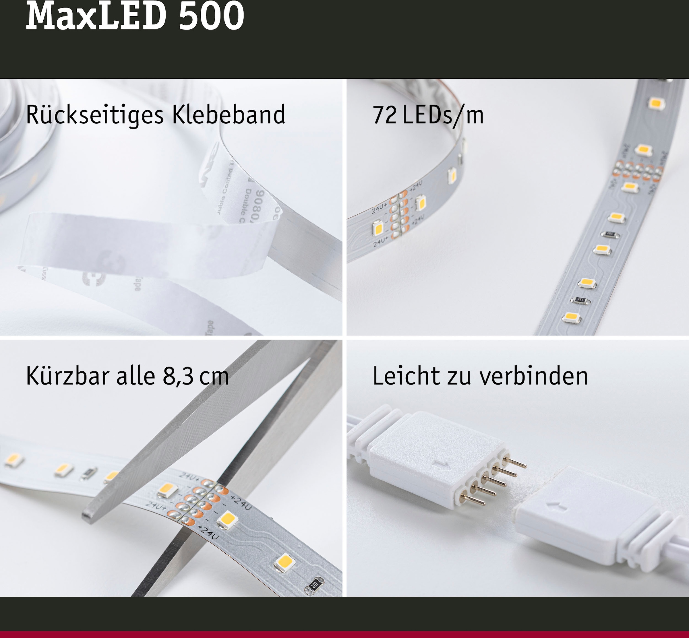 Paulmann LED-Streifen »MaxLED 500 Basisset 3m Tageslichtweiß 18W 1650lm 6500K unbeschichtet«, 1 St.-flammig