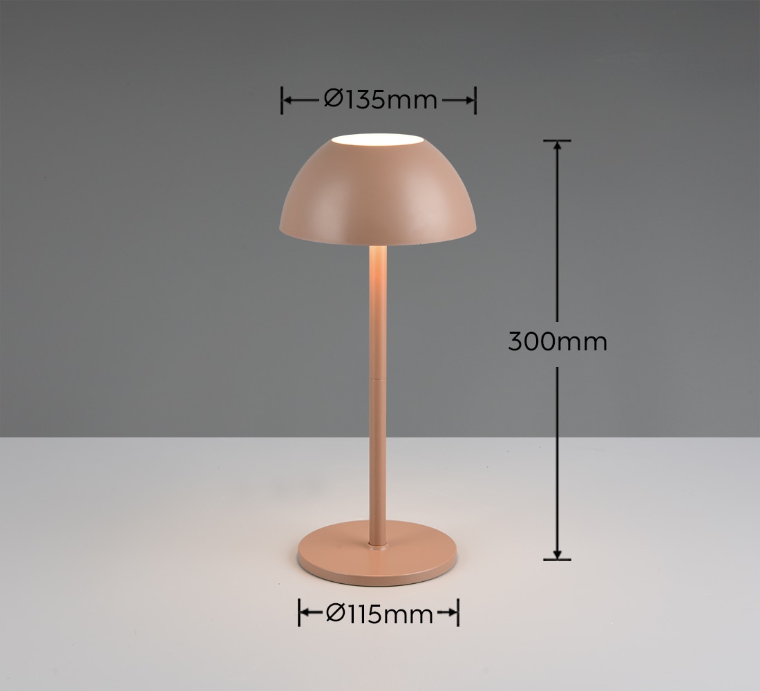 my home LED Außen-Tischleuchte »Abbey Tischleuchte 2er-Set«, 1 flammig, Leuchtmittel LED-Board | LED fest integriert, 2er Set Outdoor Akku Tischlampe Pilzdesign USB-C 4-fach Touch Dimmer