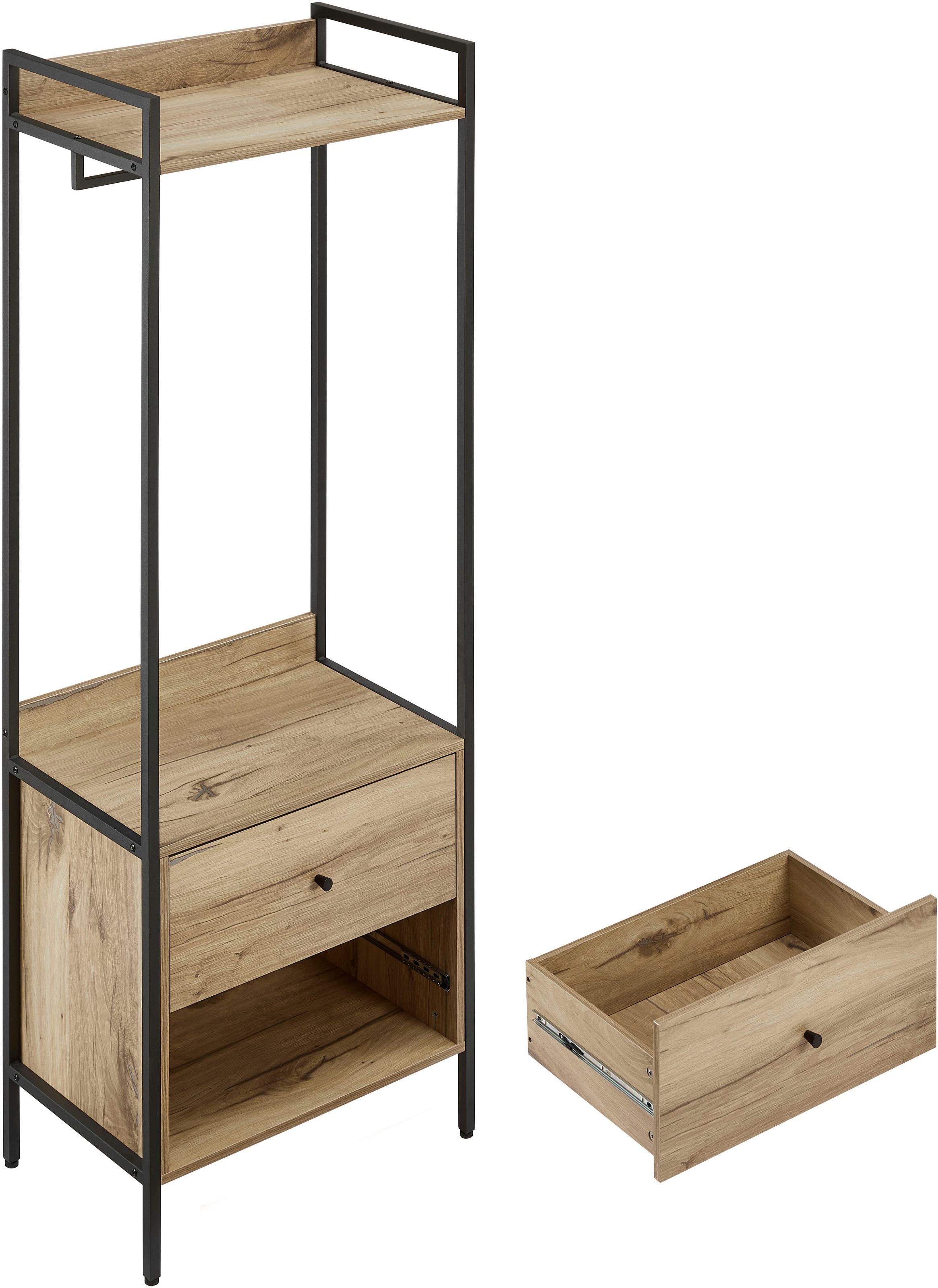 OTTO home Garderobenschrank »Tayler«, Melamin-Tischplatte, pulverbeschichtetem Metallgestell, Höhe 180 cm