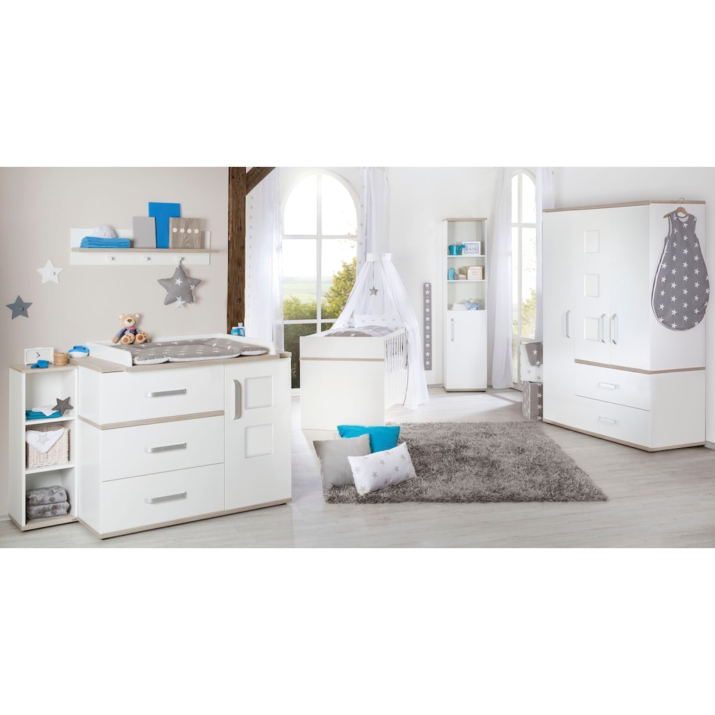 roba® Babyzimmer-Komplettset »Moritz«, (Set, 3 St., Kinderbett, Wickelkommode, Kleiderschrank), breit; mit Kinderbett, Schrank und Wickelkommode; Made in Europe