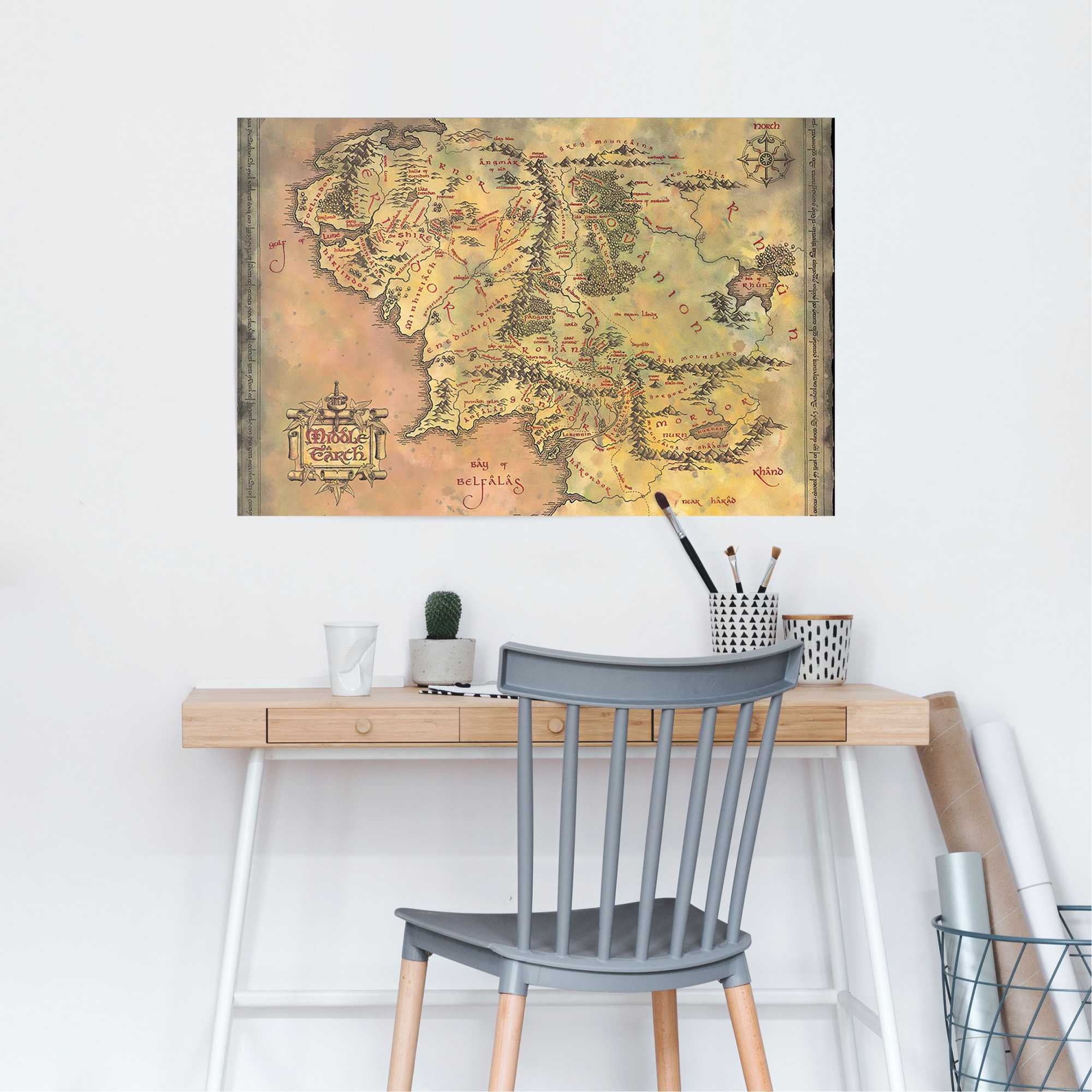Reinders! Poster »Lord of the Rings - middle earth« Kinderzimmer - Gelb - 150 gr.  Papier - Film &  Fernsehen - 91,5x61 cm