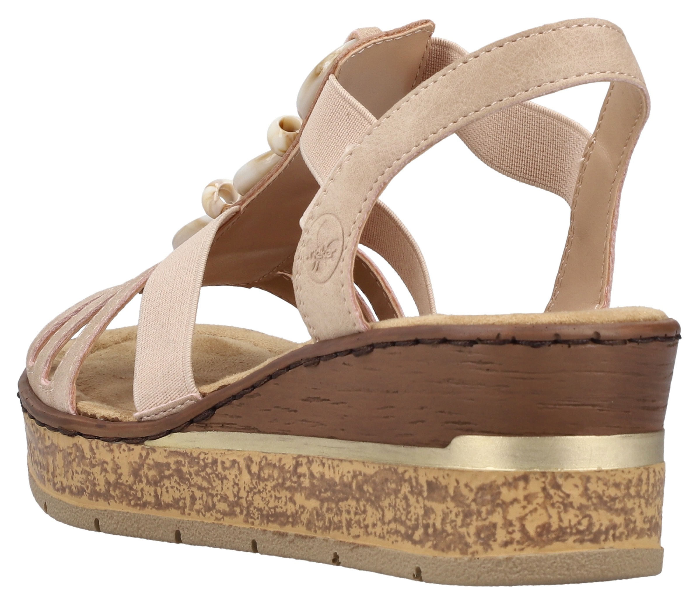 Rieker Keilsandalette, Sommerschuh, Plateausandale, Schlupfschuh mit seitlichen Gummizügen