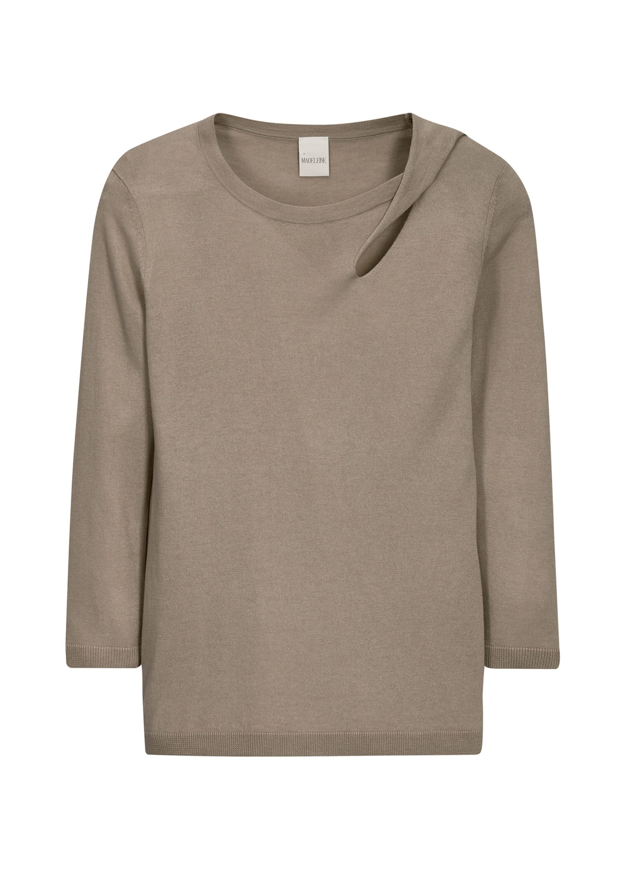 MADELEINE Longpullover »Pullover Feinstrick-Pullover mit 3/4-Ärmeln und Cut-out«