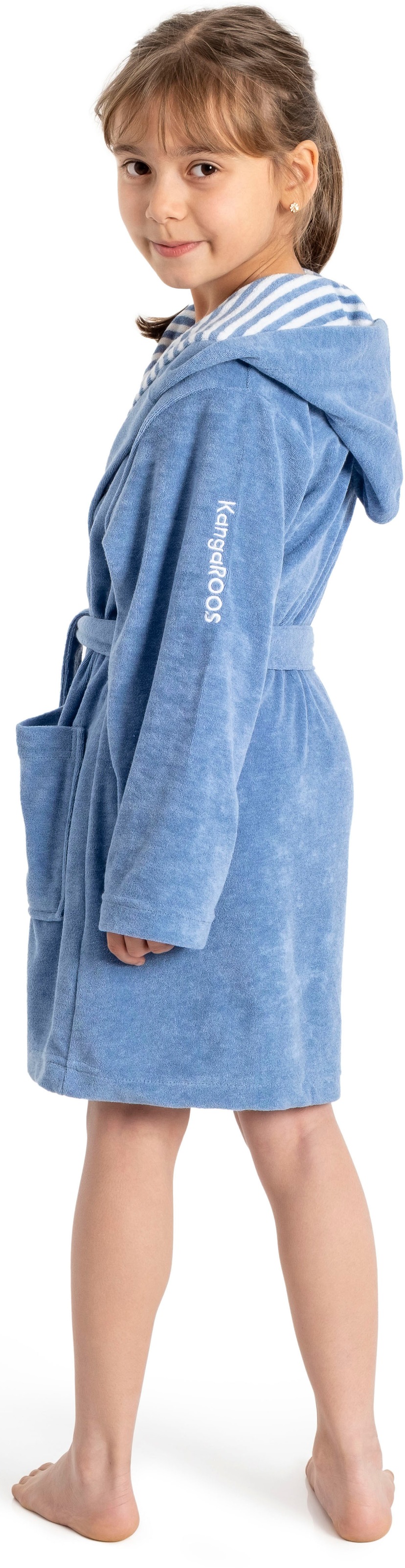 KangaROOS Kinderbademantel »Dalia, Ideal für Zuhause, Schwimmbad oder im Urlaub« 1 Stk. Uni-Farben mit Streifen