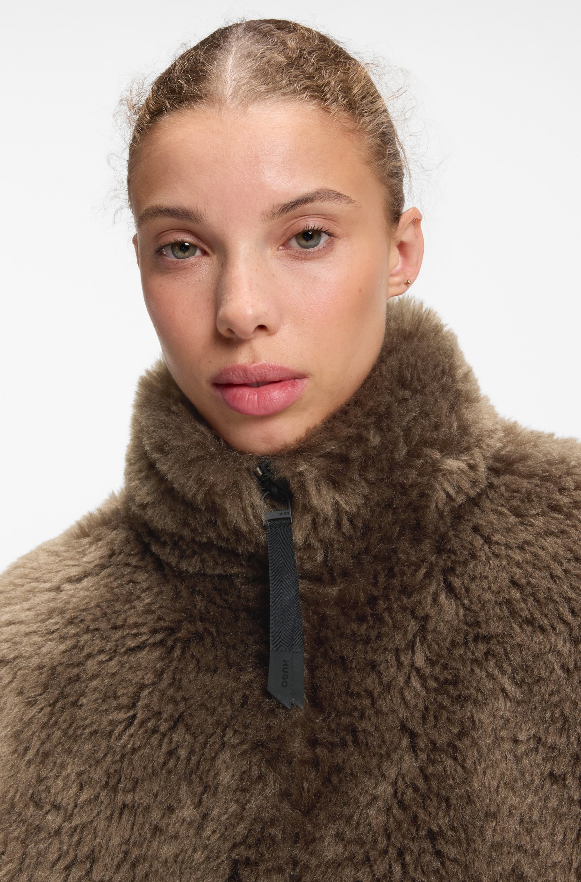 HUGO Fellimitatjacke »Felver« mit verstellbarem Saum