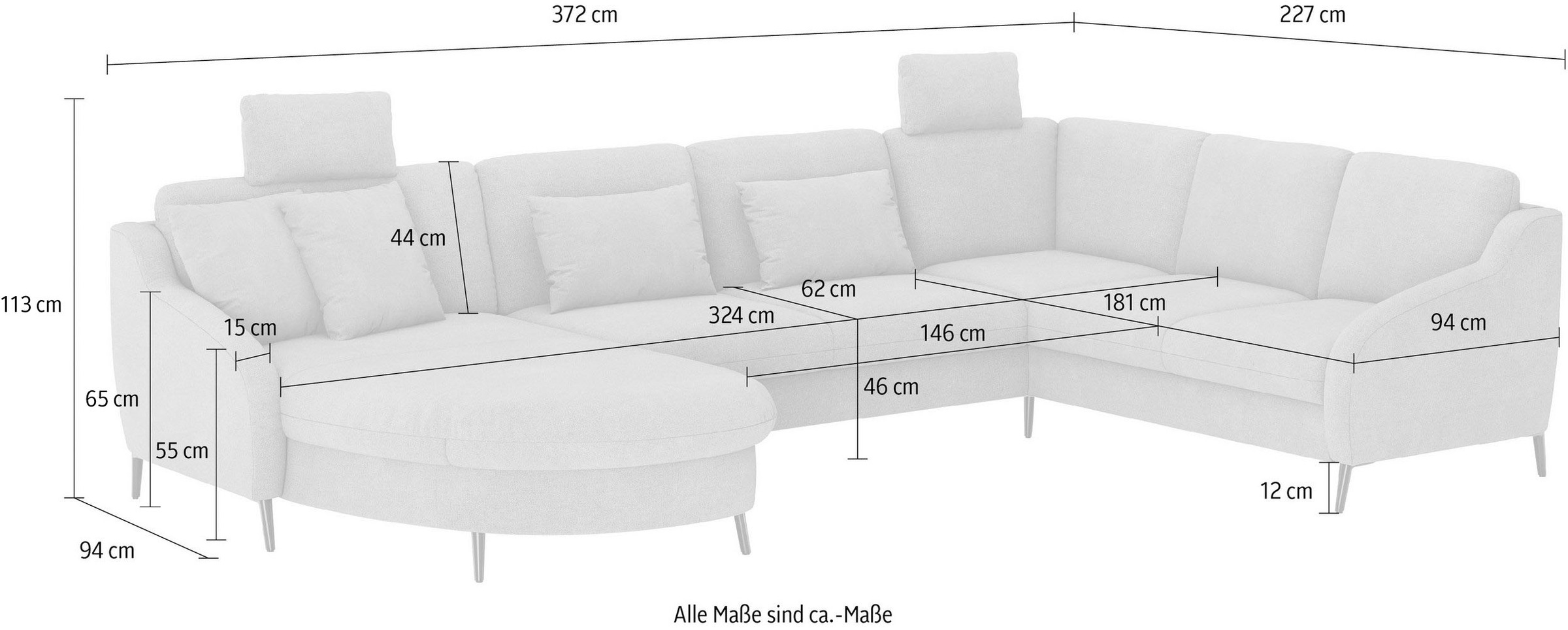 sit&more Wohnlandschaft »Soul U-Form«, wahlweise mit Bettfunktion und Schubkasten