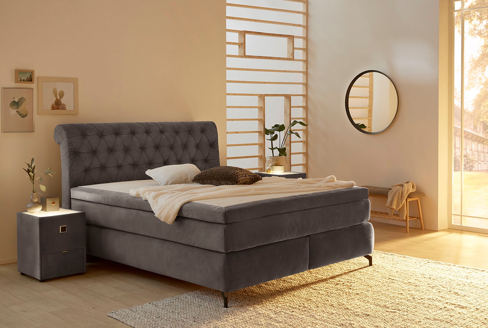 Jockenhöfer Gruppe Boxspringbett »Scarlett mit einer hochwertigen 7-Zonen-Tonnentaschenfederkernmatratze«, (H3, H3/H4 oder H4), und einem 9cm Kaltschaum-Topper