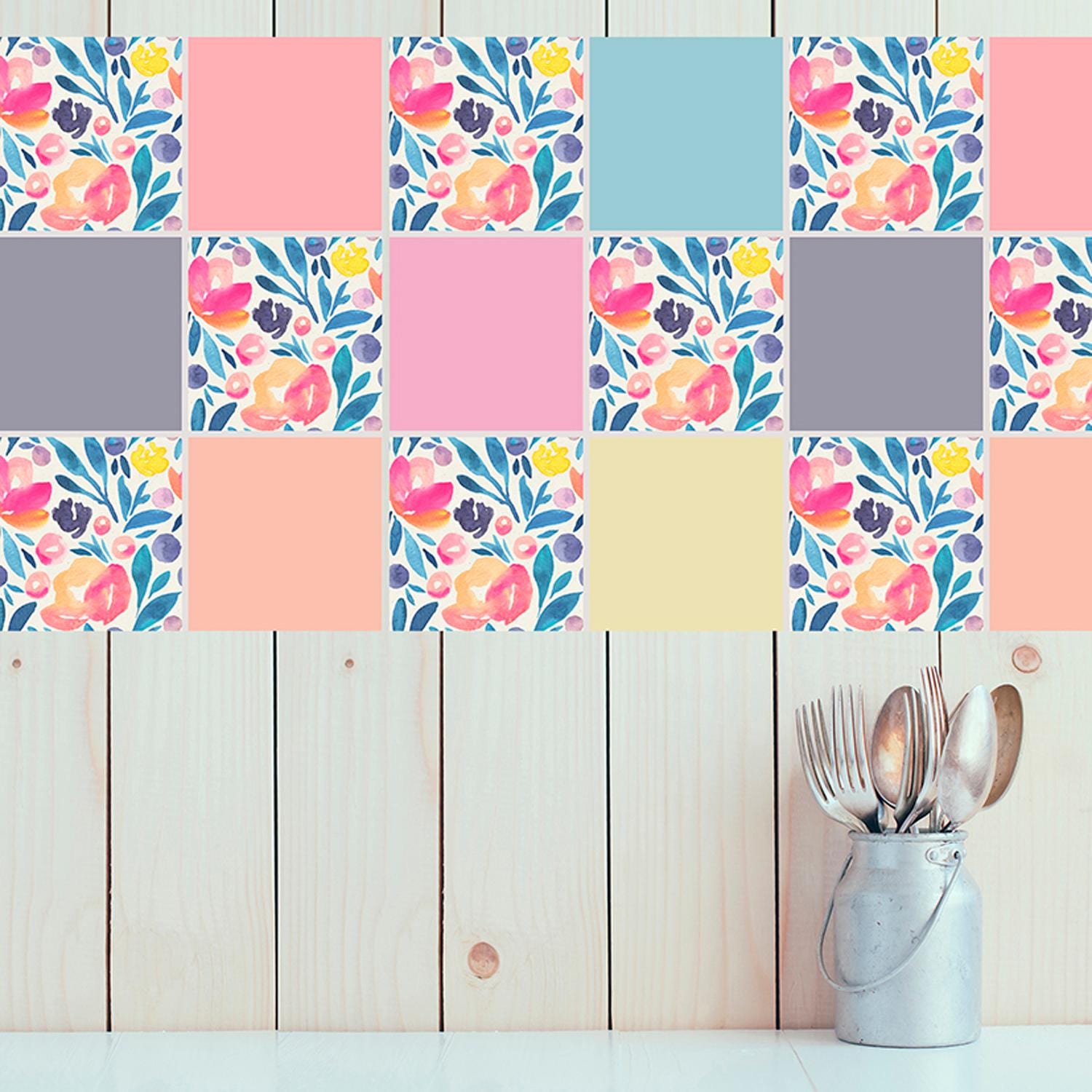 queence Fliesenaufkleber »Blumen«, Stickerfliesen, selbstklebend, Sticker, 12er Set
