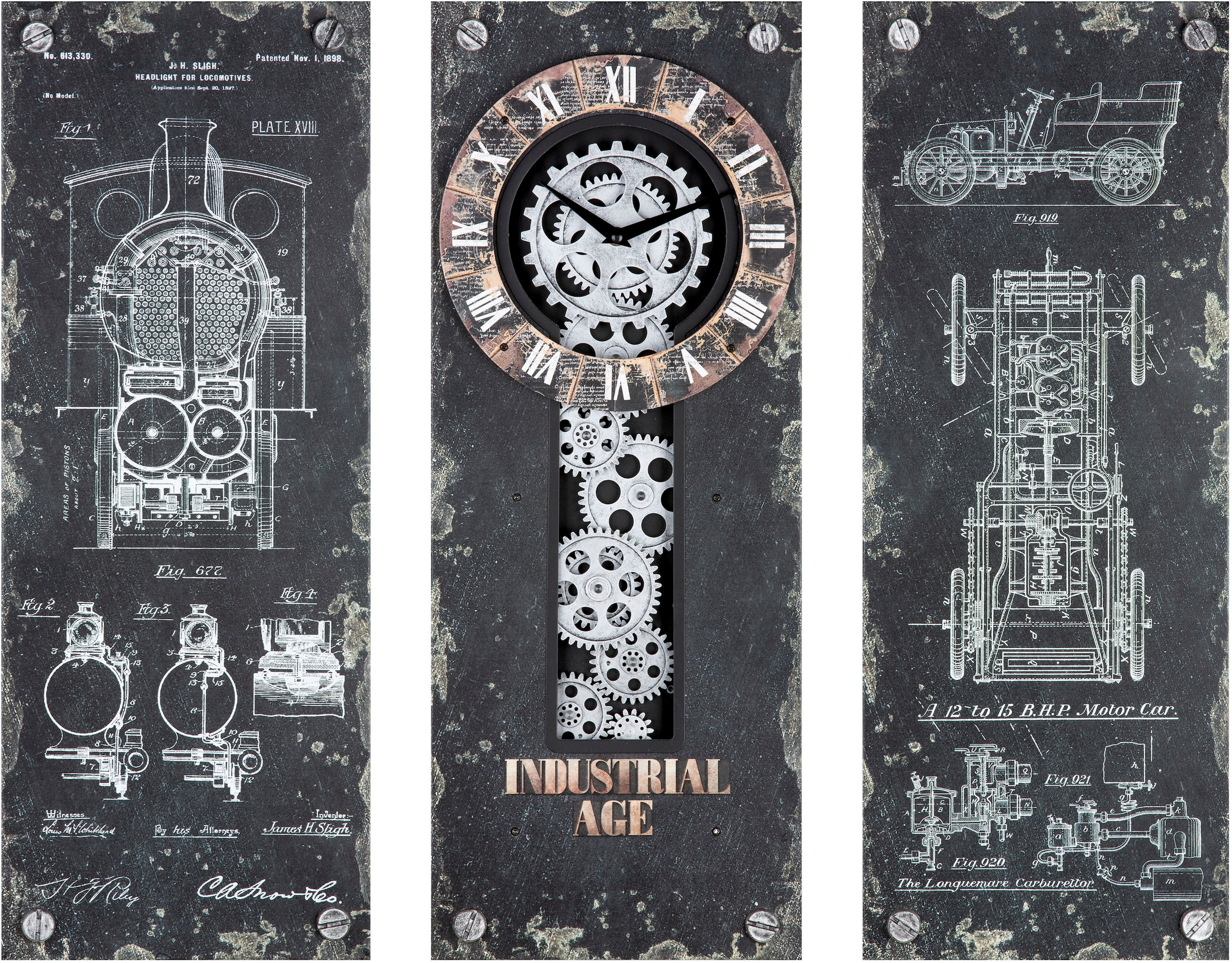 Casablanca by Gilde Wanduhr »Wanduhr Steampunk 3-Set«