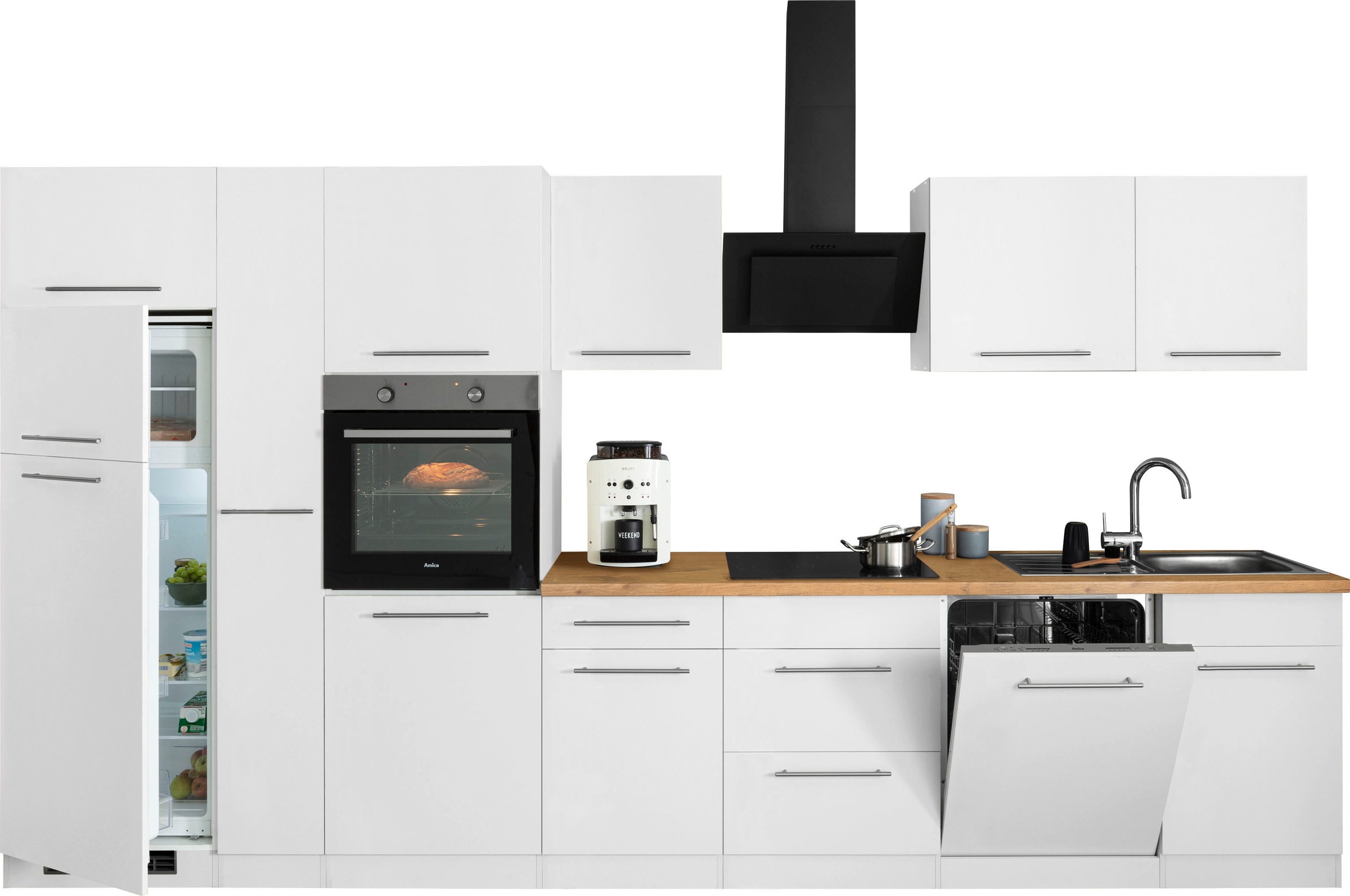 wiho Küchen Küchenzeile Breite 370 cm bei online »Unna«, E-Geräten, mit OTTO