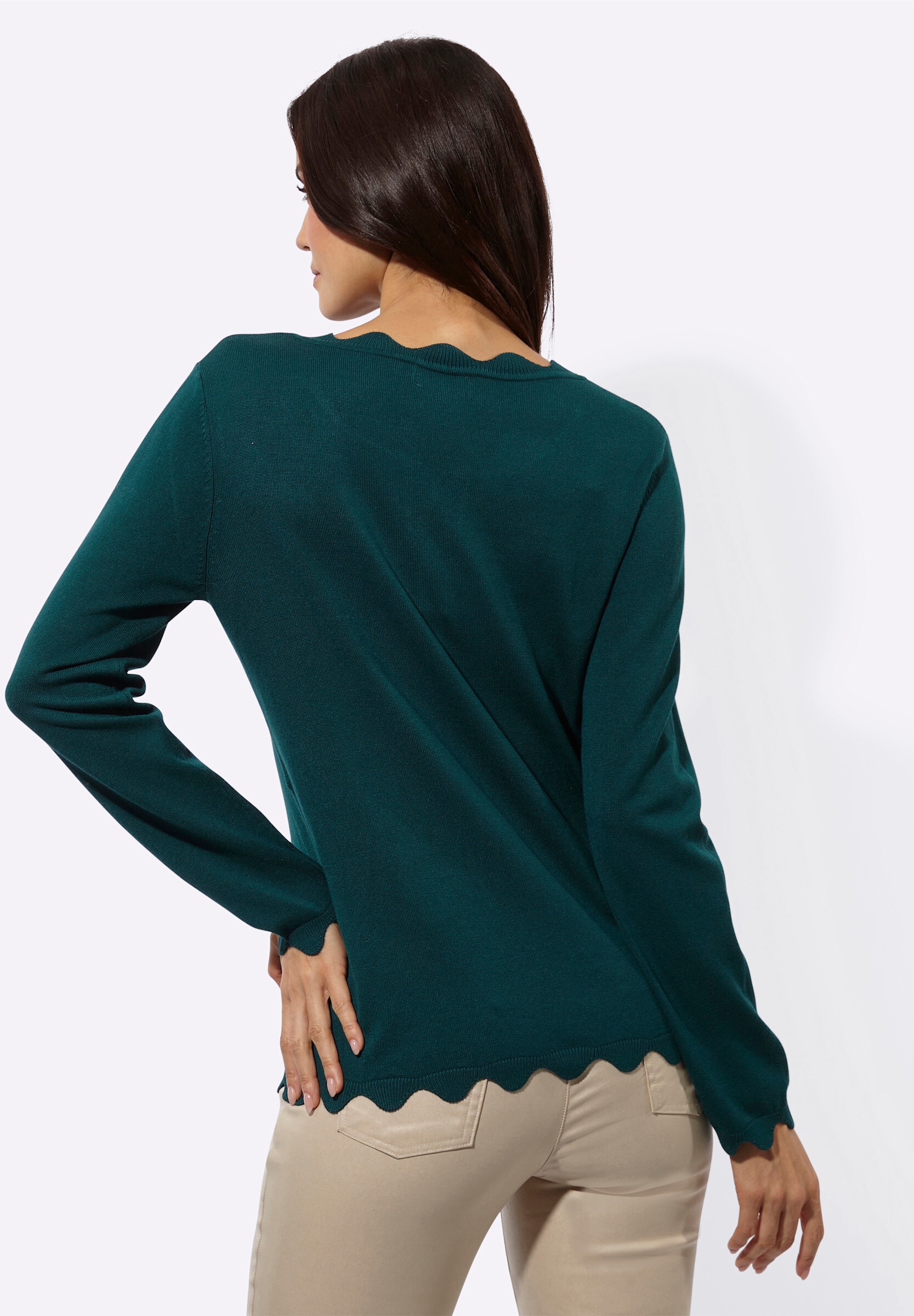 creation L Strickpullover »Pullover Pullover mit Zierperlen am Ausschnitt«