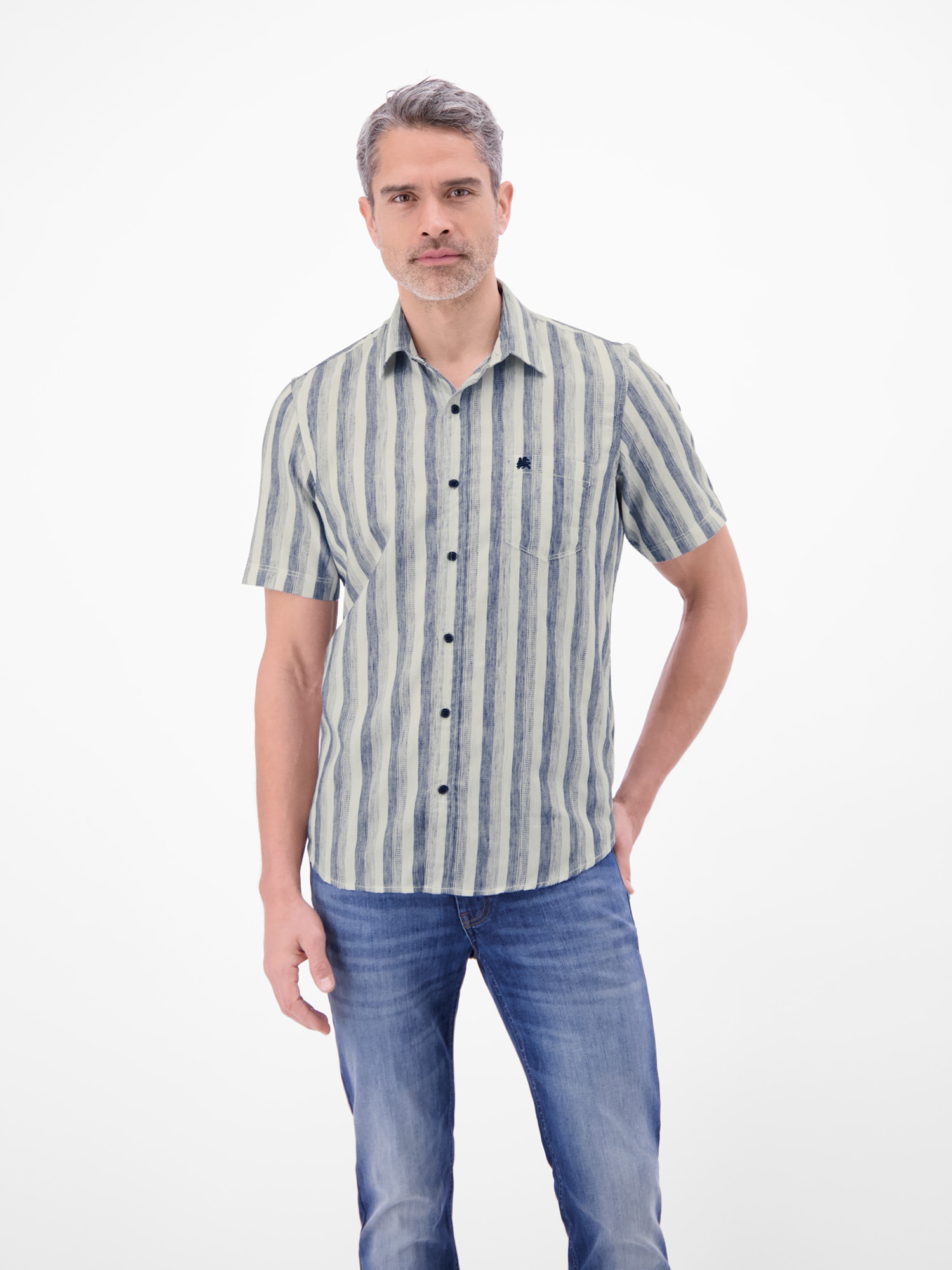 LERROS Kurzarmhemd »Kurzarmhemd gestreift und atmungsaktiv«