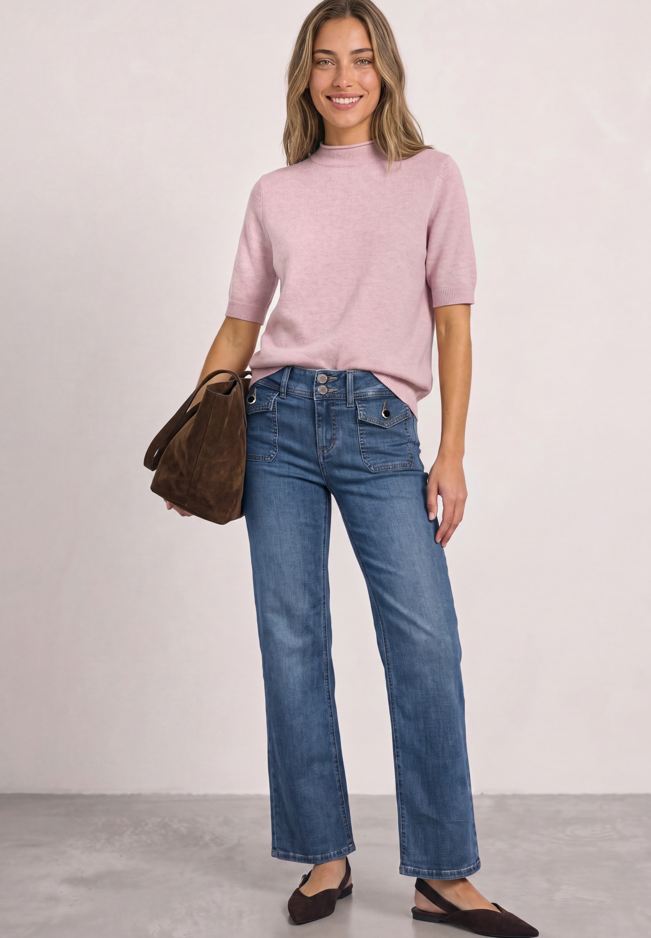 STREET ONE Straight-Jeans mit aufgesetzten Taschen und Stretch