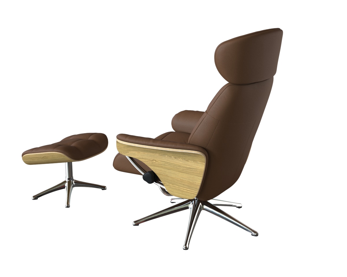 FLEXLUX Relaxsessel »Skagen, Funktionssessel Premium-Komfort, Armlehnen, Drehbar«, Rücken- und Kopfteilverstellung, Fuß Alu, Armlehne Eiche, Drehbar