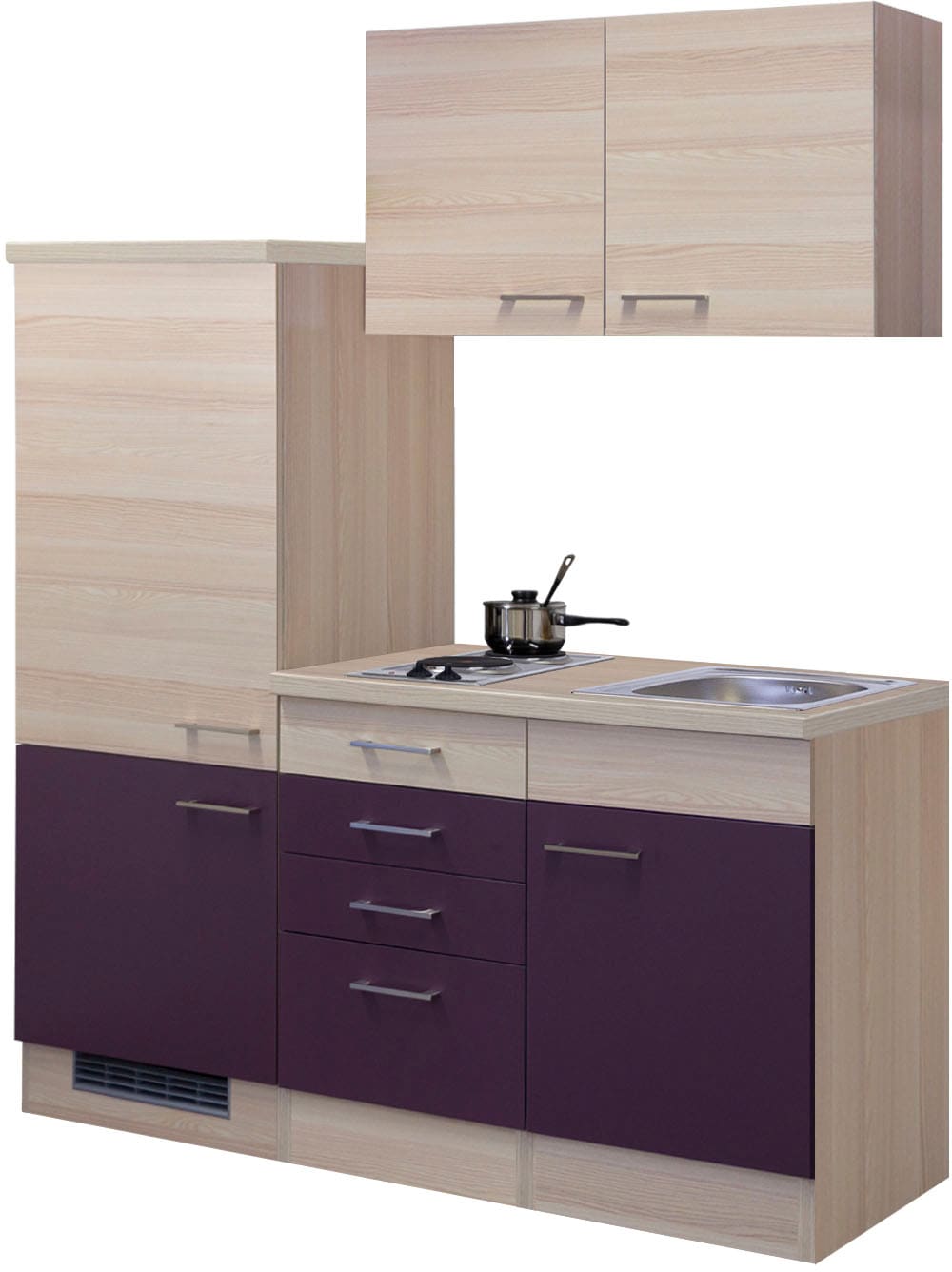 Flex-Well Küche »Portland«, Gesamtbreite 160 cm, mit Einbau-Kühlschrank,  Kochfeld und Spüle etc. online bei OTTO