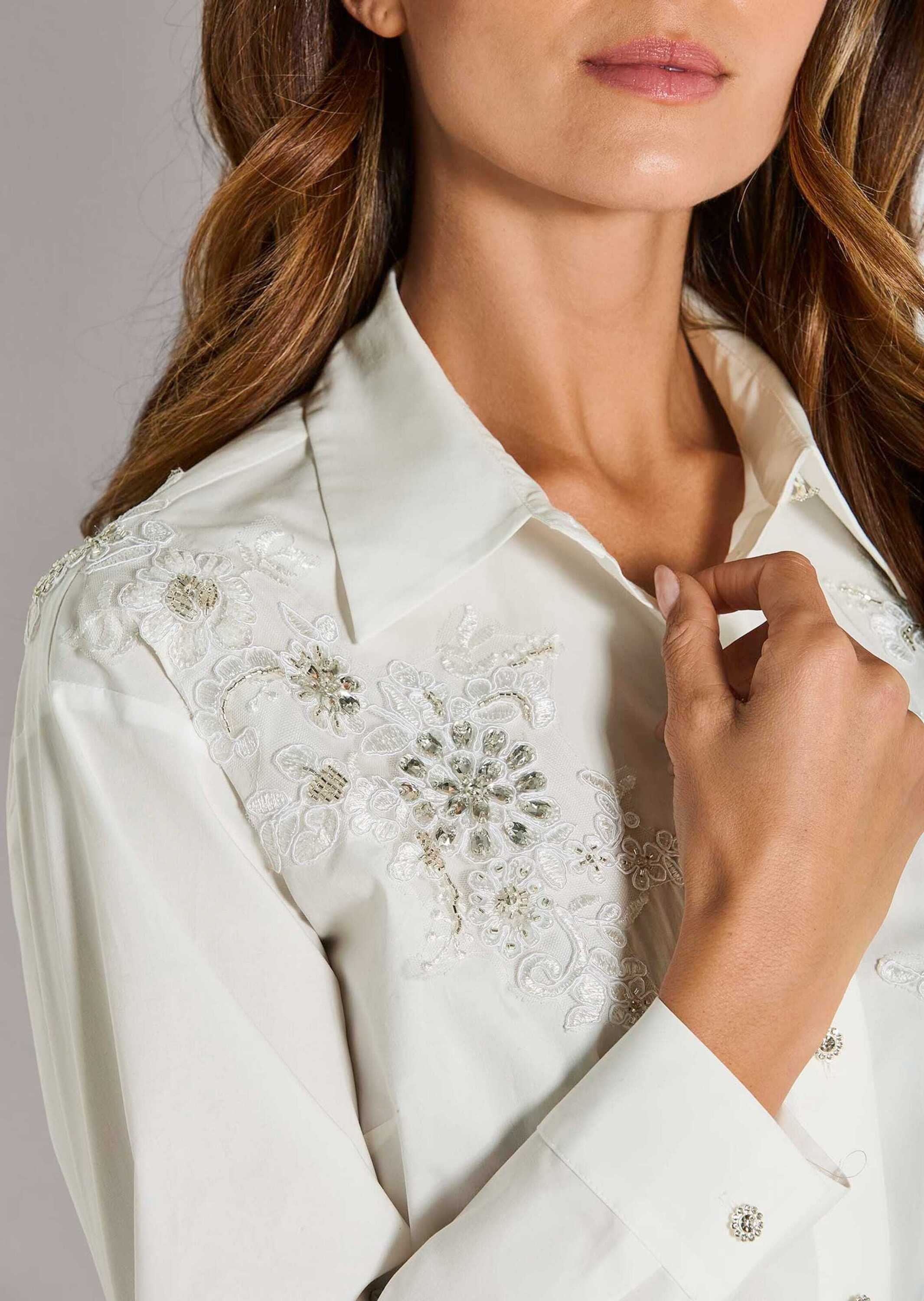 MADELEINE Langarmbluse »Hemdbluse Elegante Bluse mit Zierperlen«