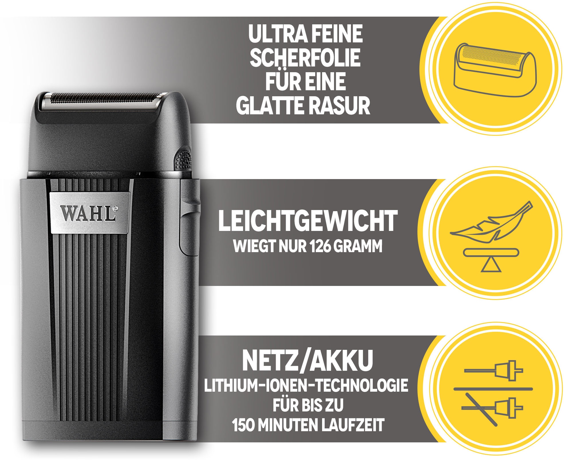 Wahl Elektrorasierer »Super Close«, 8 St. Aufsätze, Lithium-Ionen-Akku