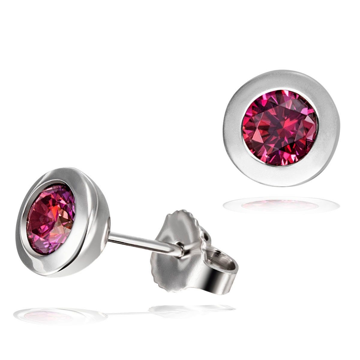 goldmaid Paar Ohrstecker, Silber 925 mit rubinfarbenen Zirkonia