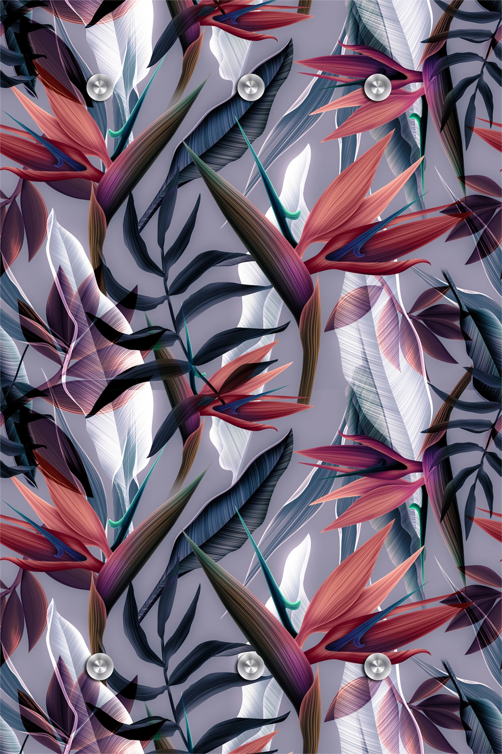 Queence Garderobenleiste »Pflanzen« mit 6 Haken in bunt, Größe B/H/T: 80 cm x 120 cm x 5 cm