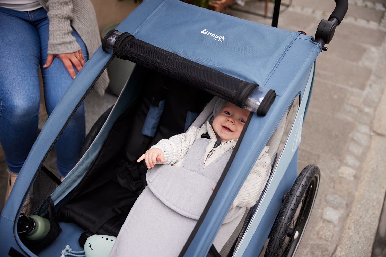 Hauck Fahrradkinderanhänger »2in1 Bike Trailer und Buggy Dryk Duo Plus, dark green«, für 2 Kinder; inklusive Deichsel