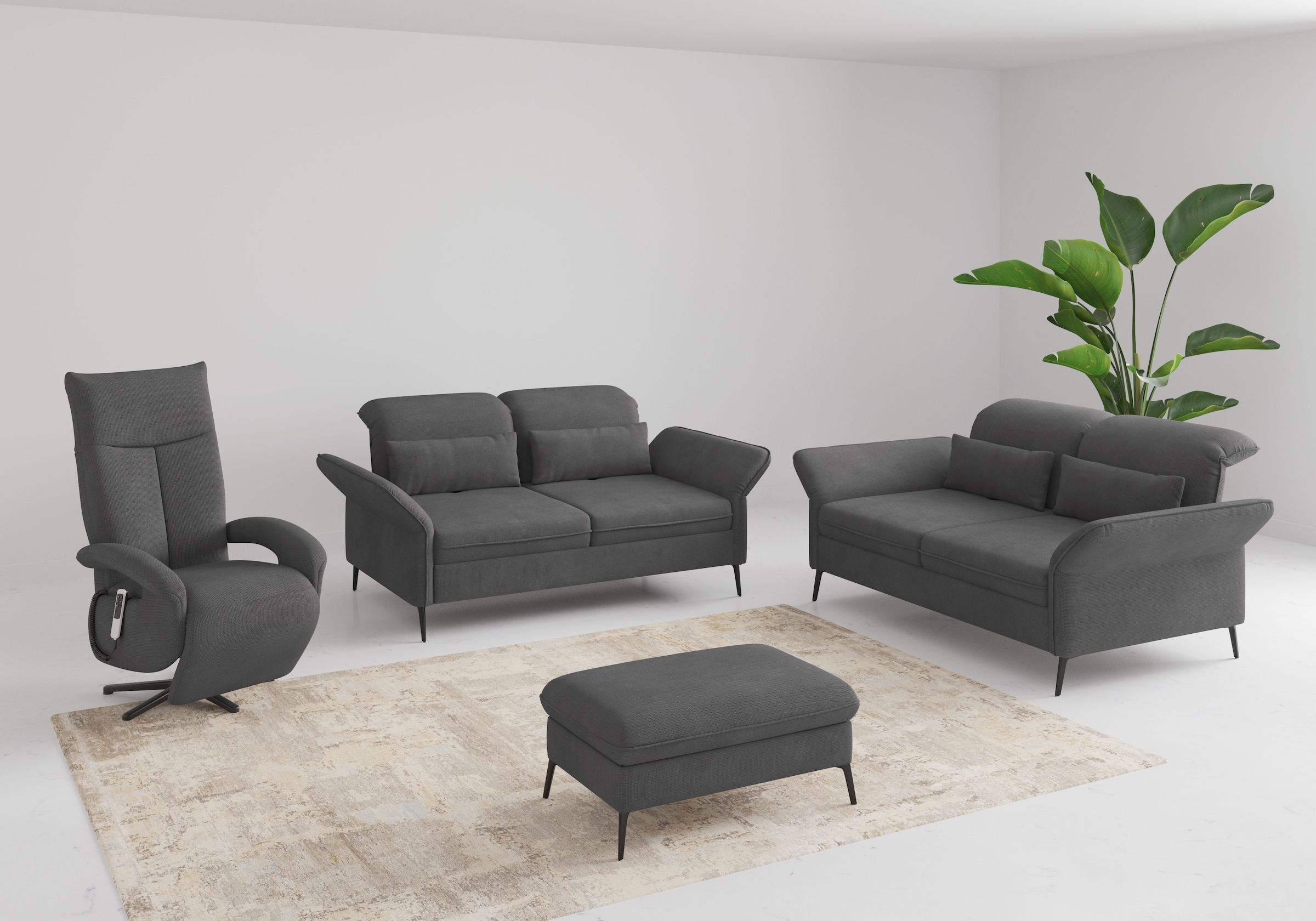 sit&more 3-Sitzer »Emely, inkl. Sitztiefenverstellung«, wahlweise mit Bettfunktion, Kopf- & Armteilverstellung