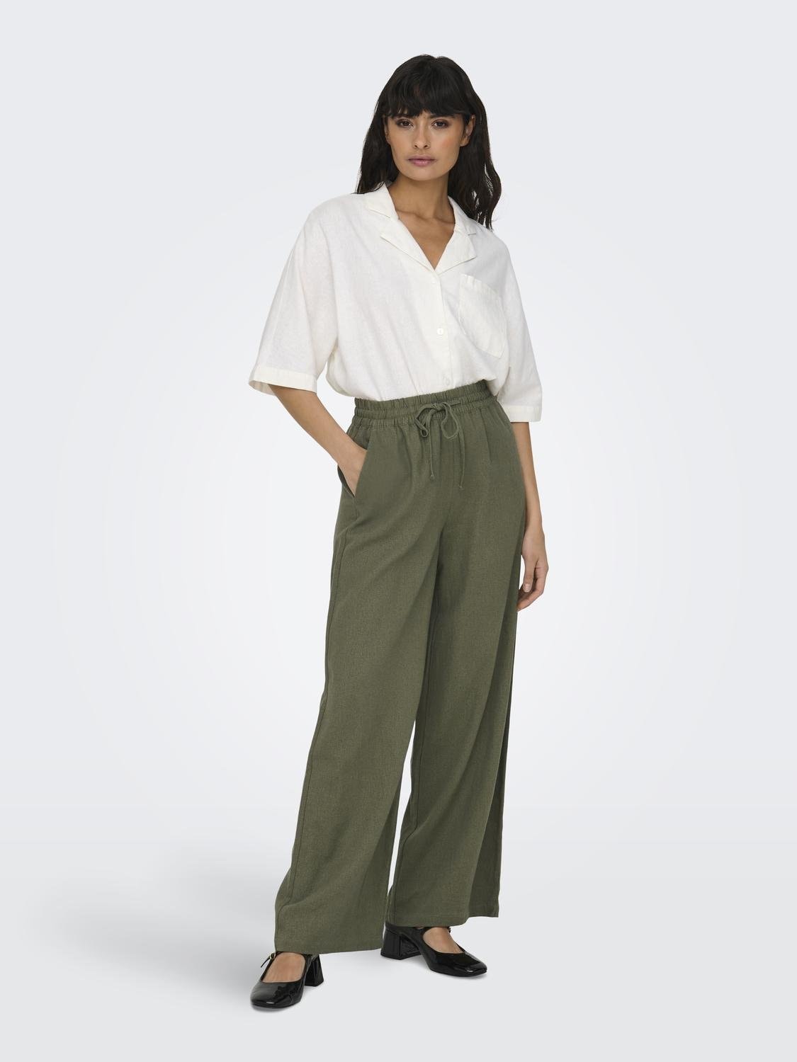 JDY Leinenhose »JDYSAY LINEN HW WIDE PANT WVN NOOS«