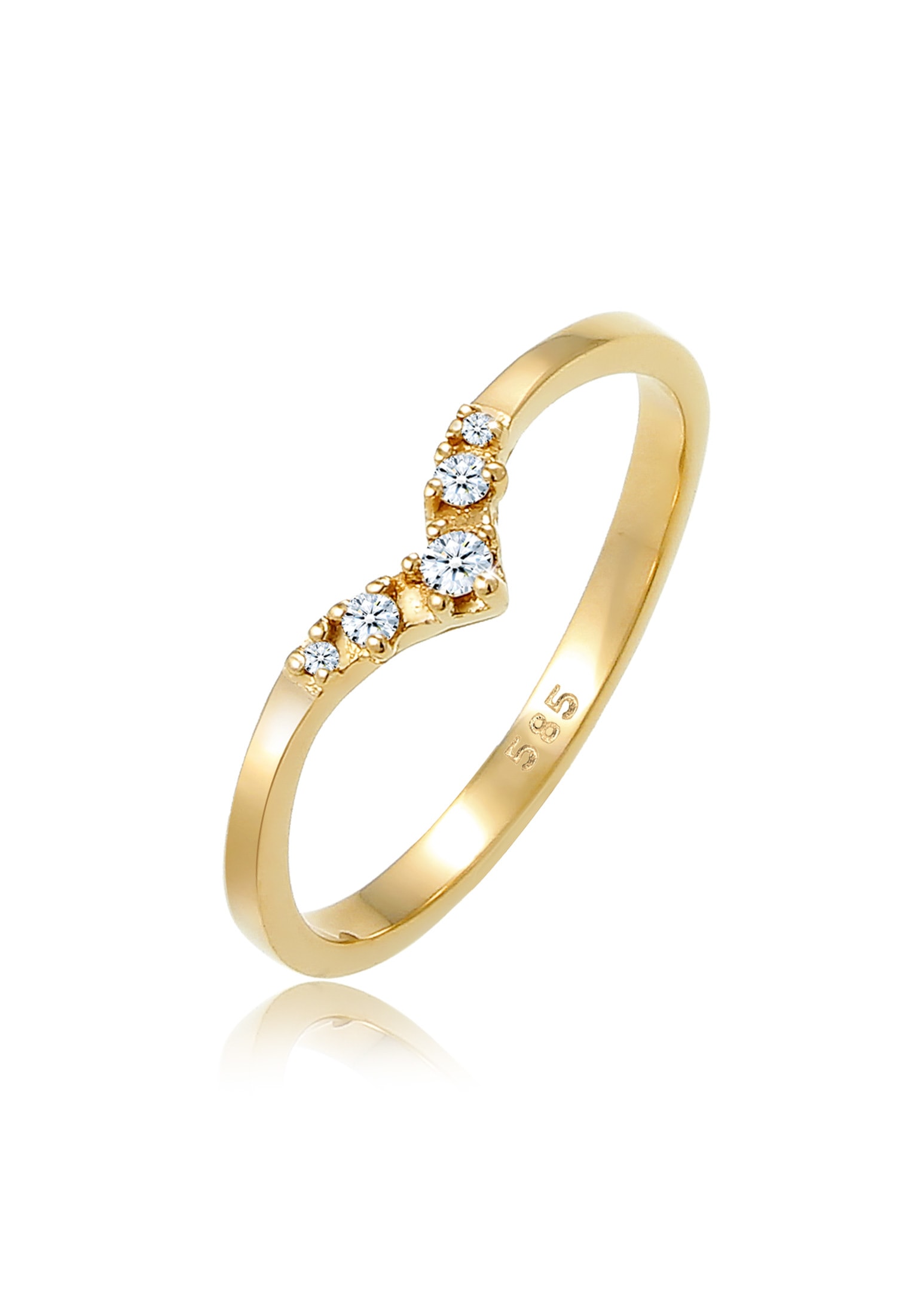 Trauring »Ring Verlobungsring V-Form Diamant 0.07 ct 585 Gelbgold«