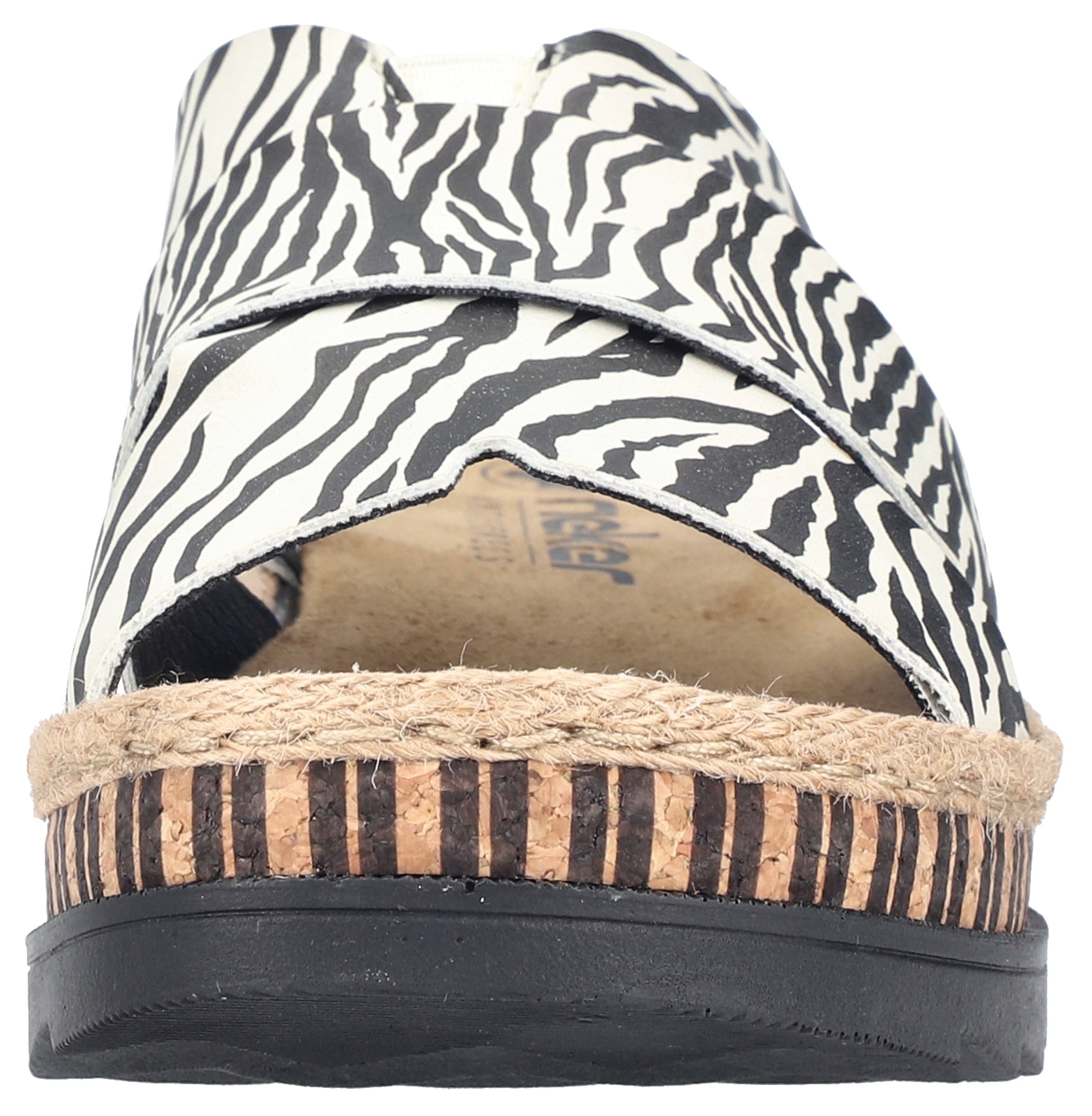 Rieker Pantolette  Keilabsatz, Sommerschuh, Schlappen mit Juteumrahmung