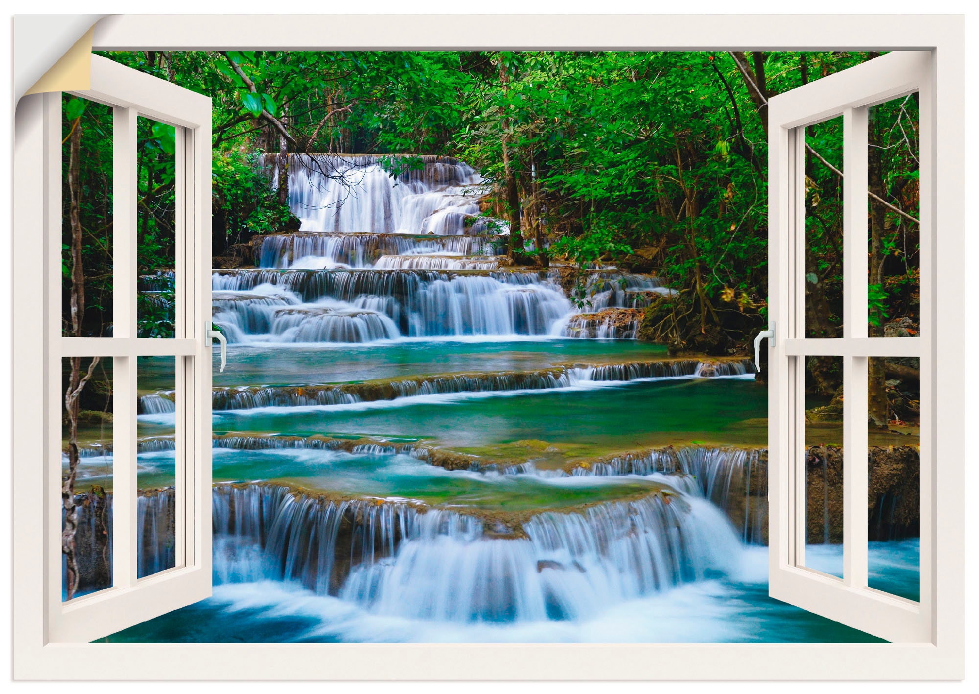 Poster oder als »Fensterblick in Kanchanaburi«, Artland Größen St.), kaufen versch. Leinwandbild, in Wandbild Wasserfall (1 OTTO Fensterblick, Wandaufkleber bei