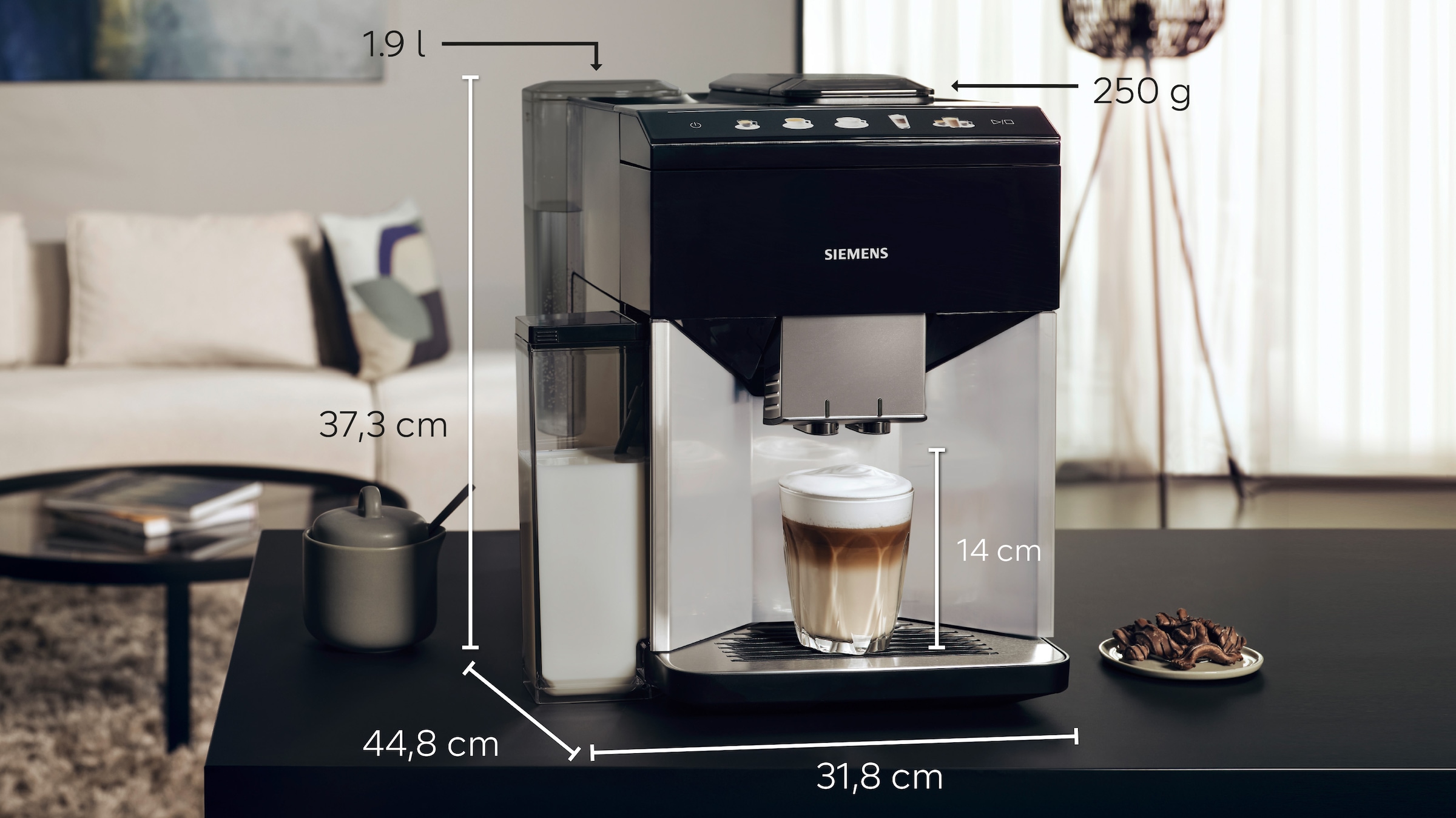 SIEMENS Kaffeevollautomat »EQ500 integral TQ513D01, viele Kaffeespezialitäten, OneTouch-Funktion«, integrierter Milchbehälter, automat. Dampfreinigung, daylight silber