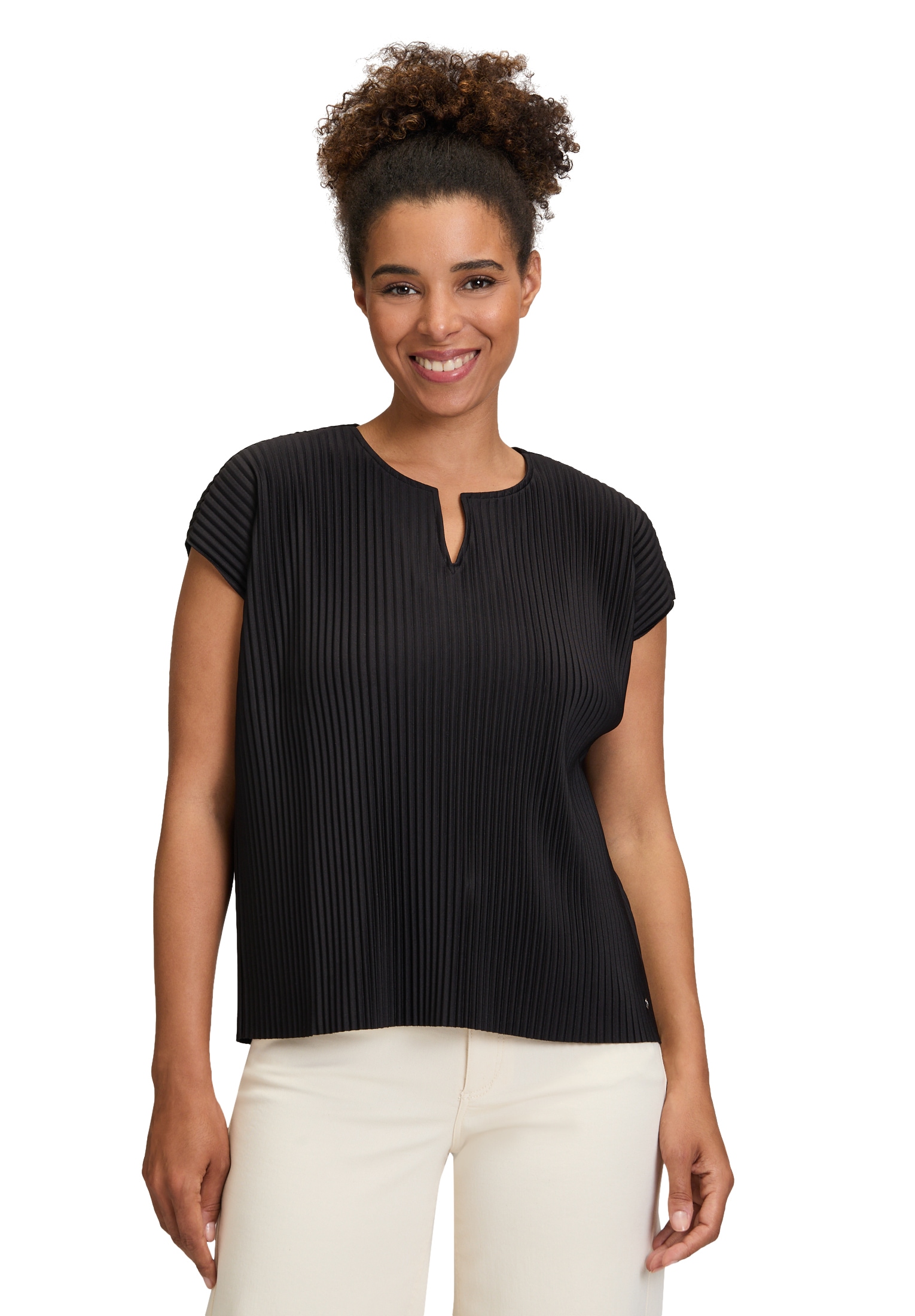 Betty&Co Kurzarmshirt »Kurzarm-Shirt mit Plissee«