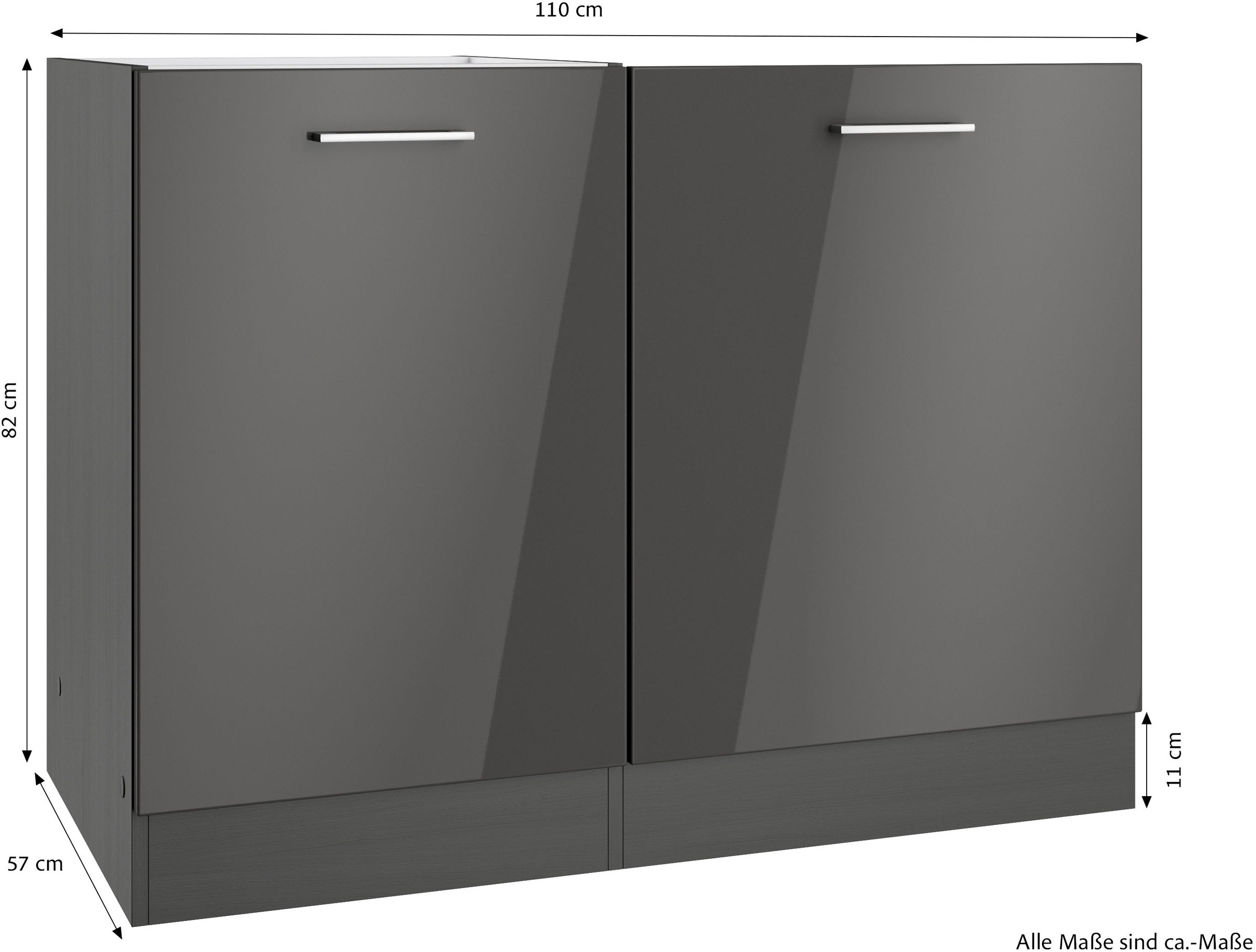 KOCHSTATION Spülenschrank »KS-Milan«, HELD Möbel, Spülzentrum 110 cm, matte oder hochglänzende Fronten