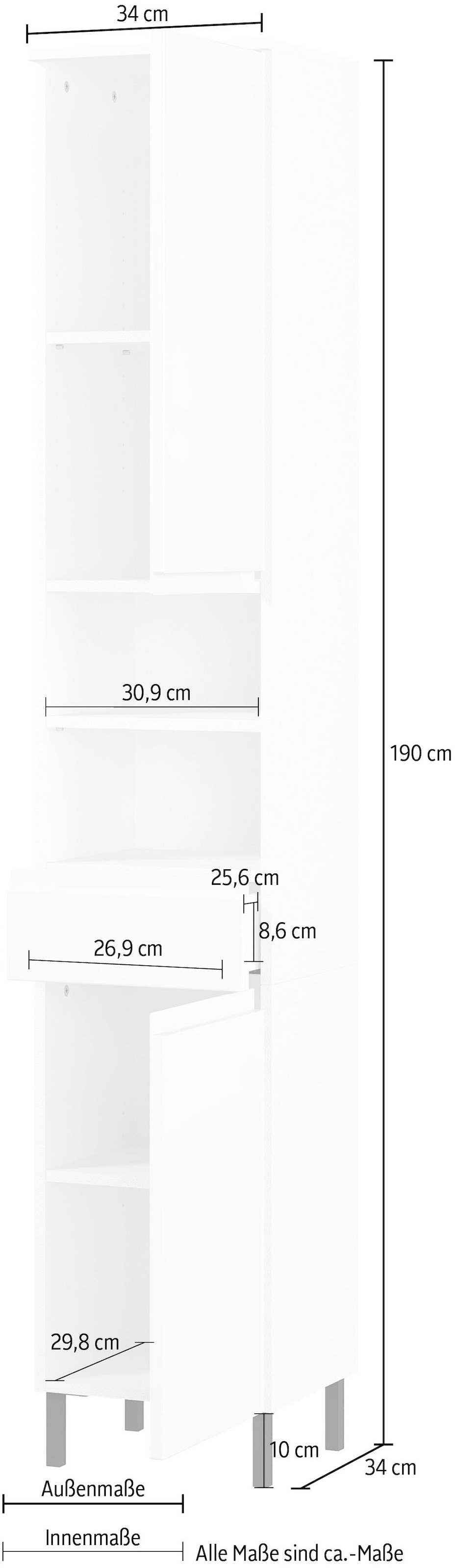 OTTO Shop 34 GERMANIA Türen, Badezimmerschrank, cm, im Breite 2 2 Hochschrank Fächer Online »Scantic«, Schubkasten, 1