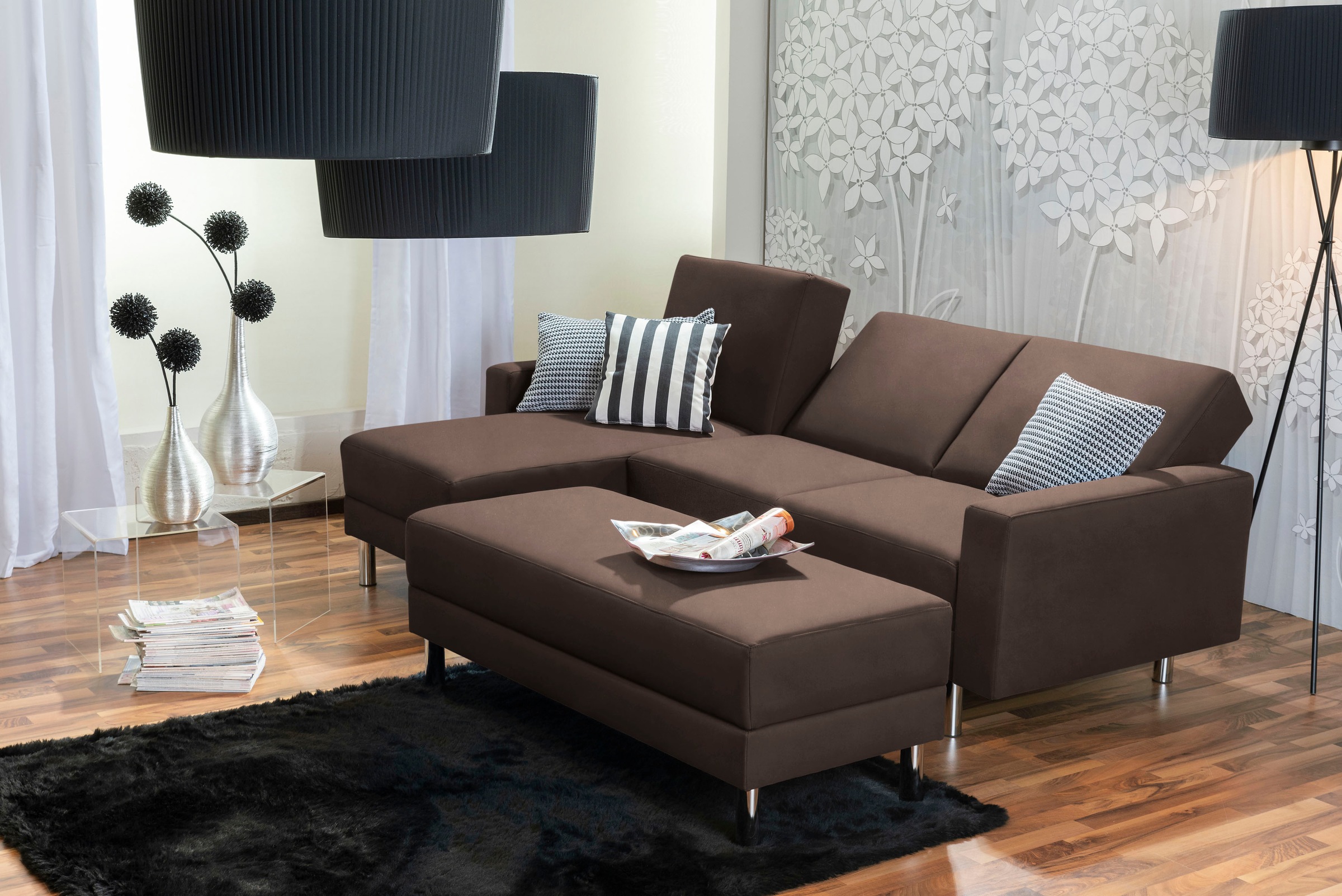 Max Winzer® Schlafsofa »Just Fresh modernes kubisches Sofa, Rückenverstellung für Sitzkomfort«, Recamiere links oder rechts montierbar, elegante Metallfüße