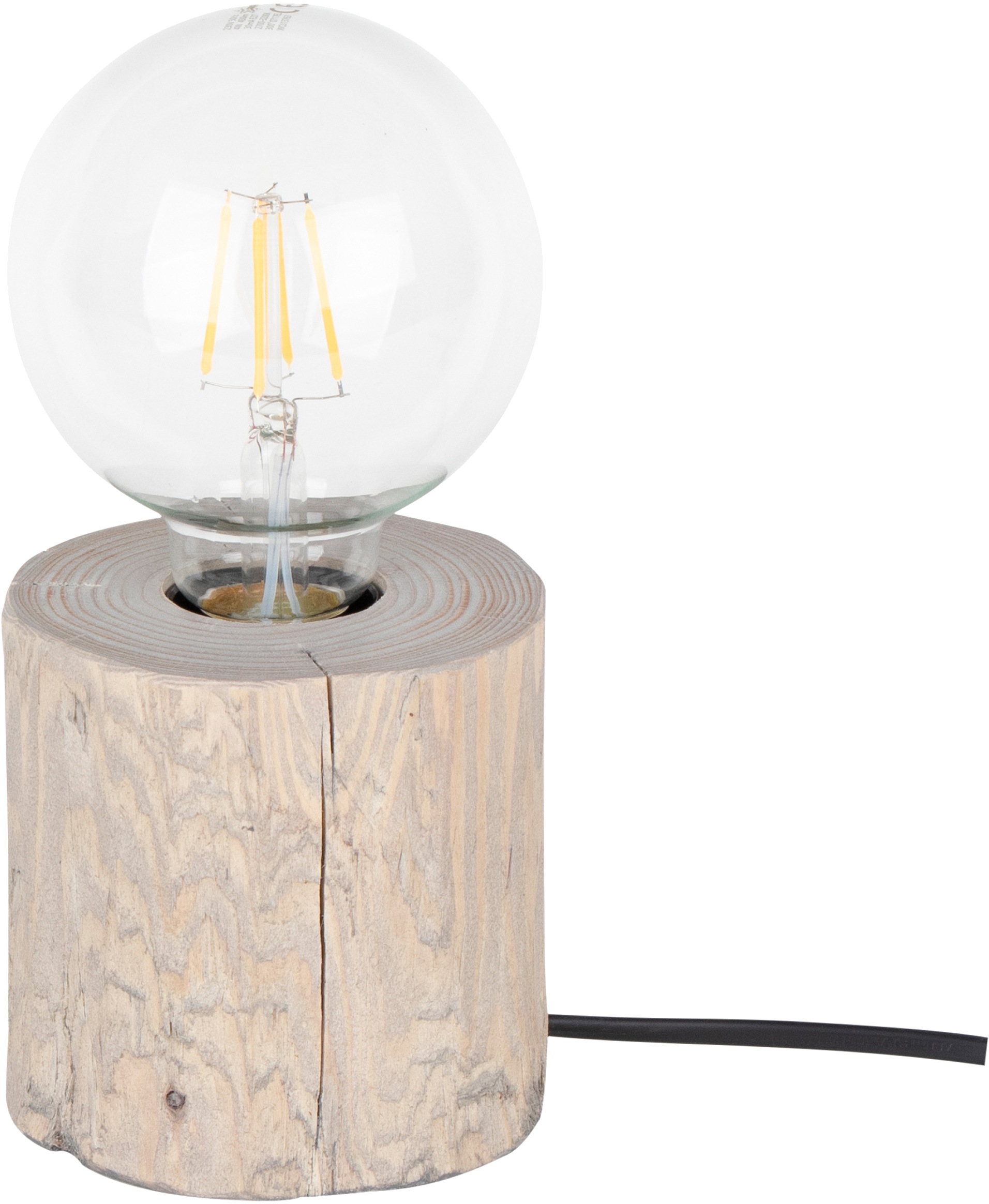 SPOT Light Tischleuchte »TRABO TABLE«, E27, massiveS Kiefernholz Ø 8-12 cm,Holz grau gebeizt, Passende LM E27/exklusive, Made in Europe