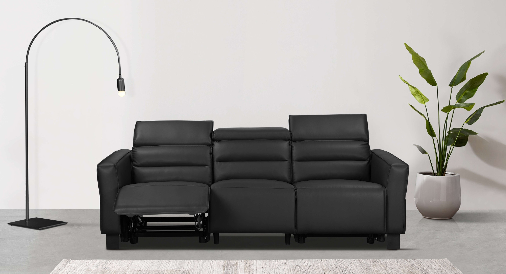 Places of Style 3-Sitzer »Carpari, 224cm, manuelle od. elektrische Relaxfunktion in 2 Sitzen«, mit USB, Kopfteilverstellung, Echtleder, Kunstleder, Webstoff