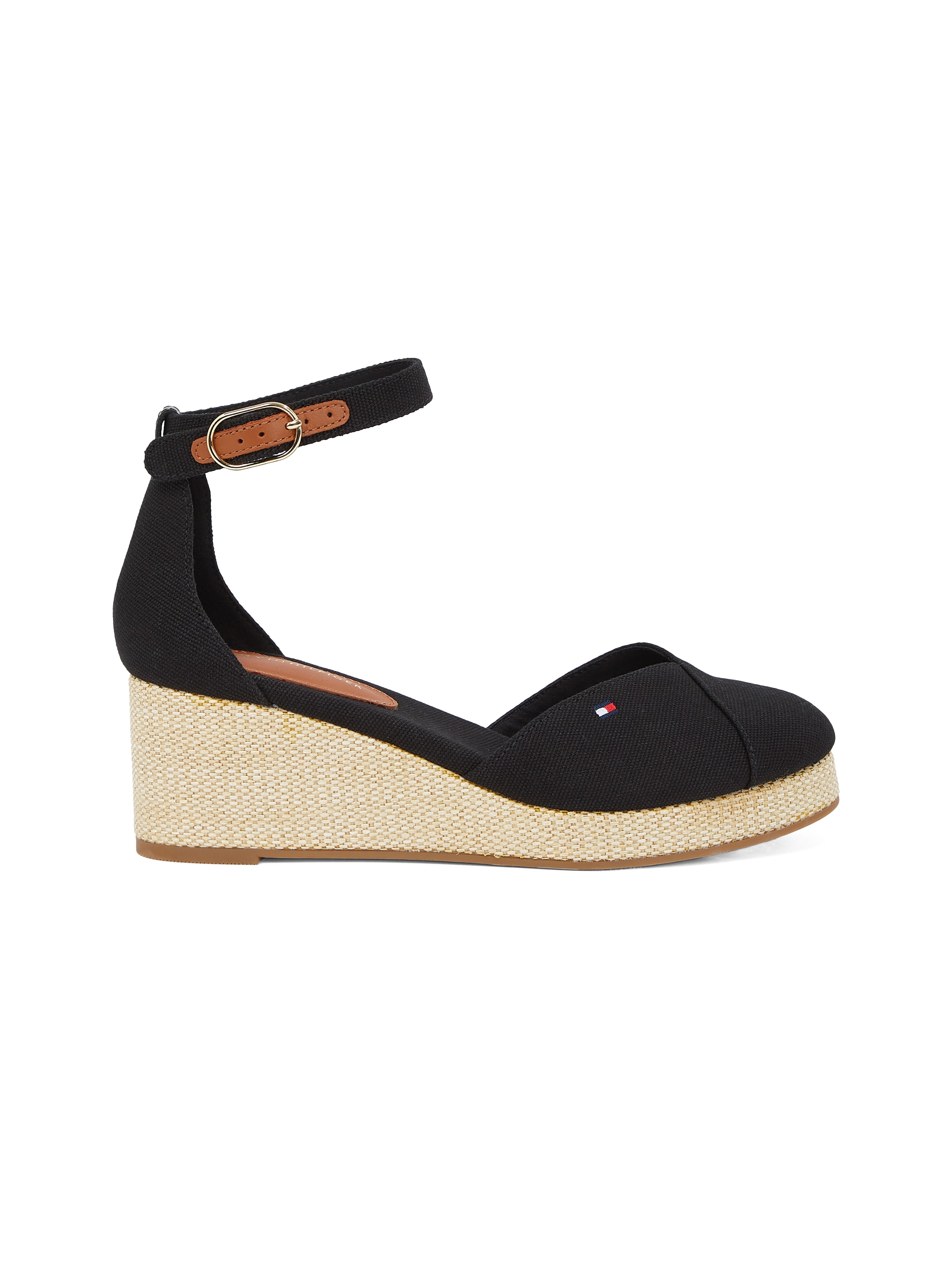 Tommy Hilfiger Keilsandalette »FLAG CLOSED TOE MID WEDGE ESPAD«, Riemchensandale, Sommerschuh mit verstellbarer Schnalle