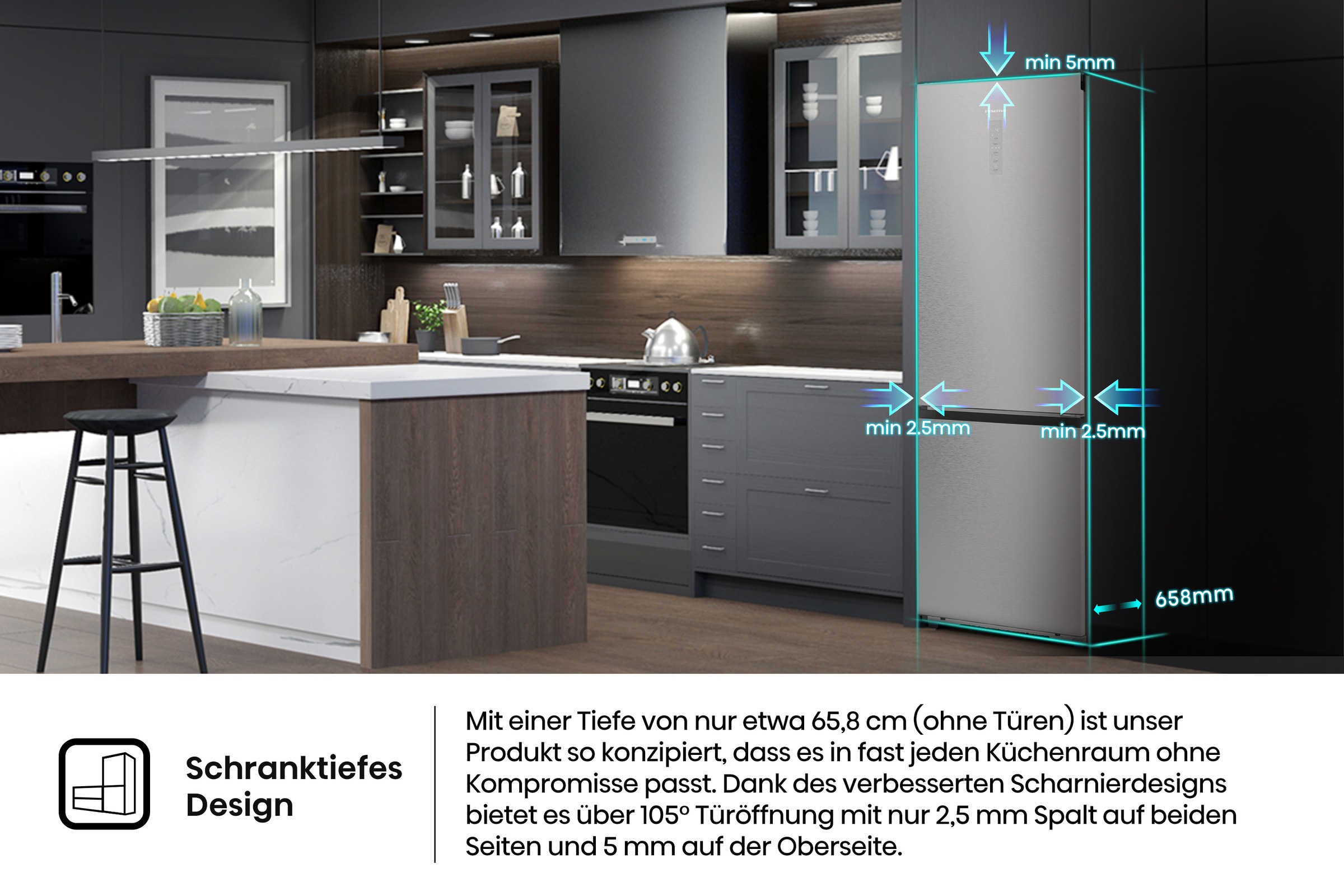 Hisense Kühl-/Gefrierkombination »RB5P410SACA« 203 cm hoch 59,5 cm breit BigVolumen Modell mit insgesamt 413 Liter