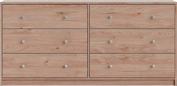 Home affaire Sideboard »May, Aufbewahrung, Schubkastenkommode, Stauraum, Scandi-stil«, Mit 6 Schubladen, Knopfgriffen, mehrere farben, T: 30 x B: 143 cm