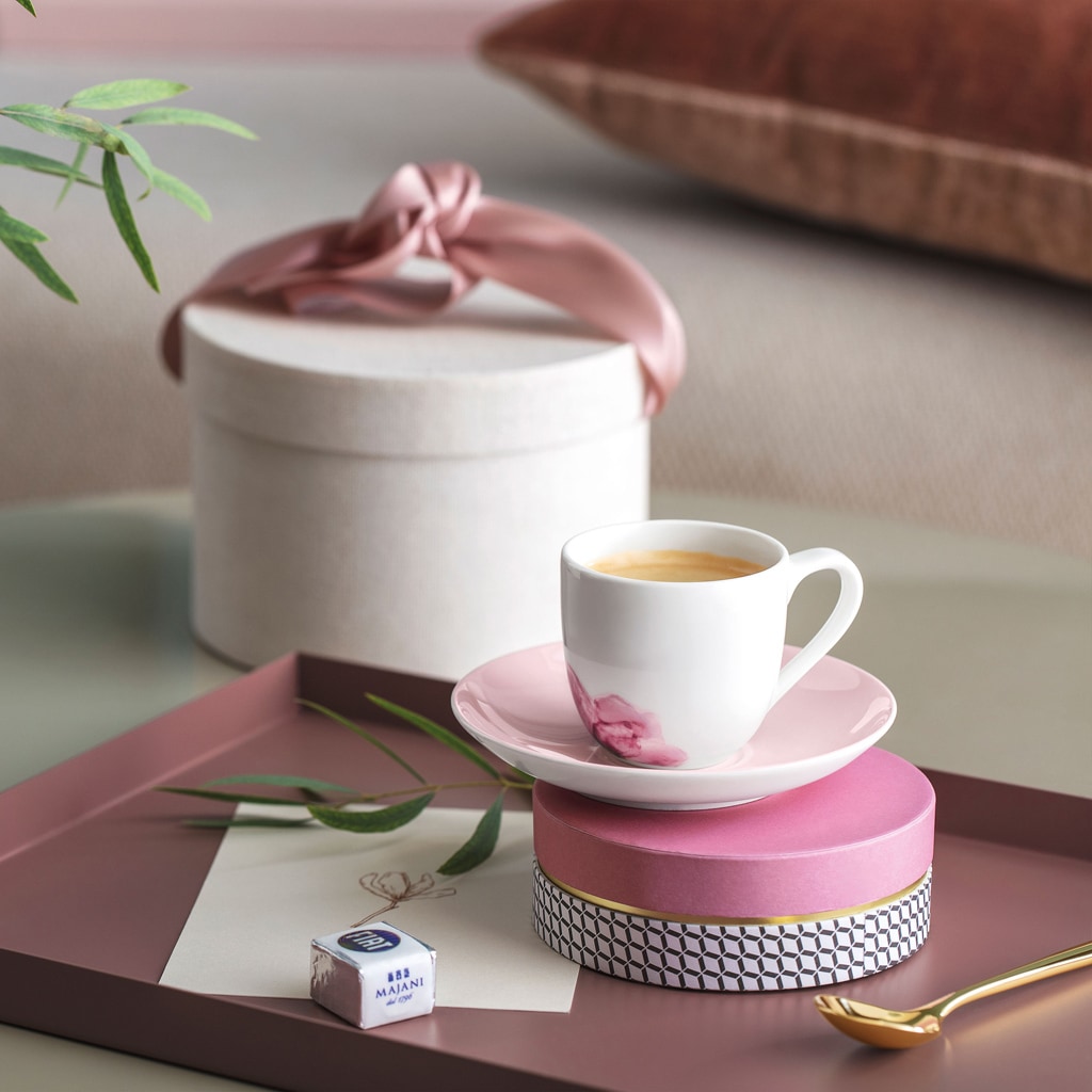 Villeroy & Boch Tasse »Espressotassen mit Untertassen Rose Garden 70 ml 6er Set rosa«