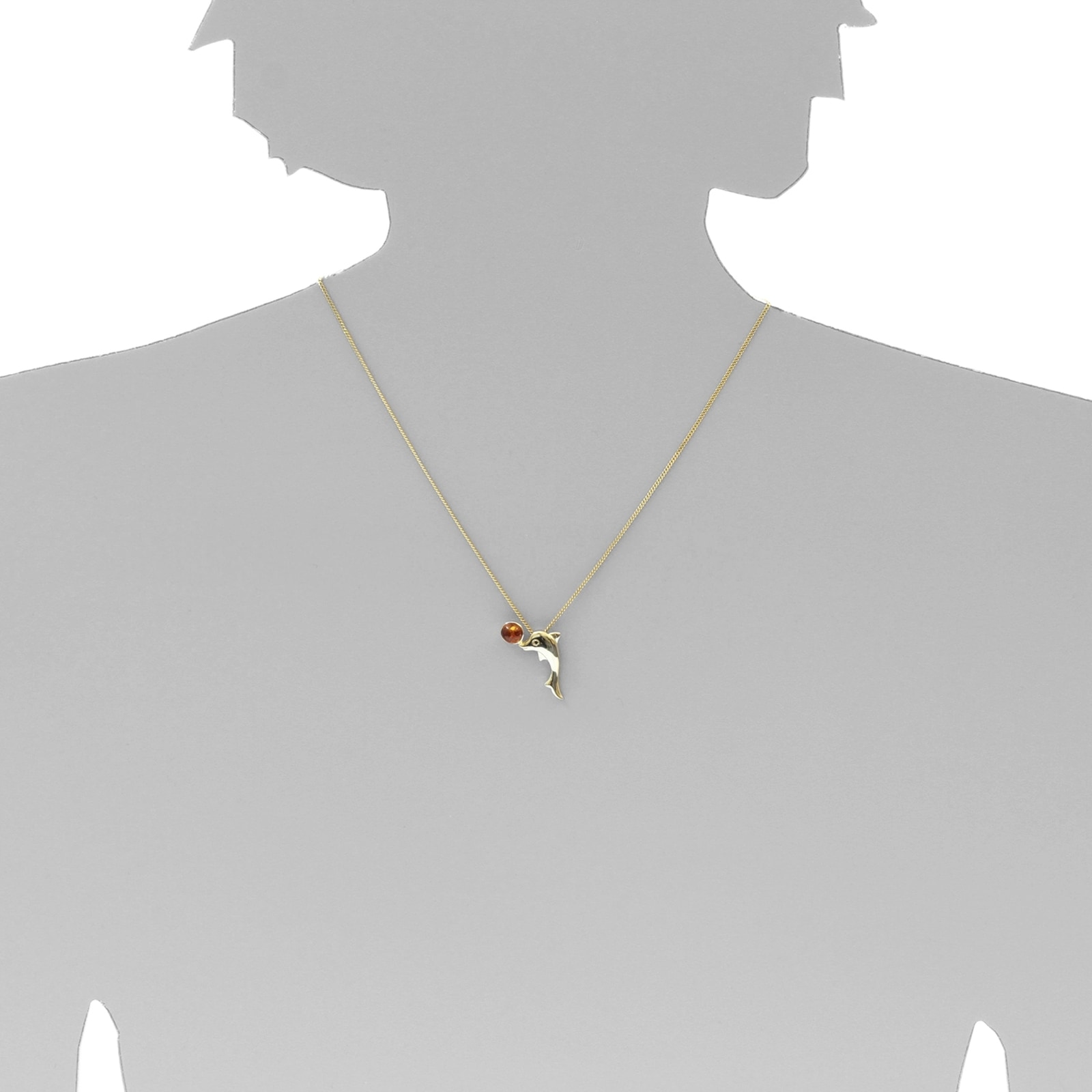 OSTSEE-SCHMUCK Kette und Anhänger Set »- Gleiter-Delphin - Gold 333/000 - Bernstein«