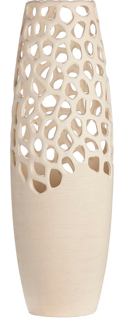 GILDE Bodenvase »Bologna, Dekovase«, (1 St.), Vase aus Keramik, mit gekratzer Oberflächenstruktur, Höhe ca. 60,5 cm