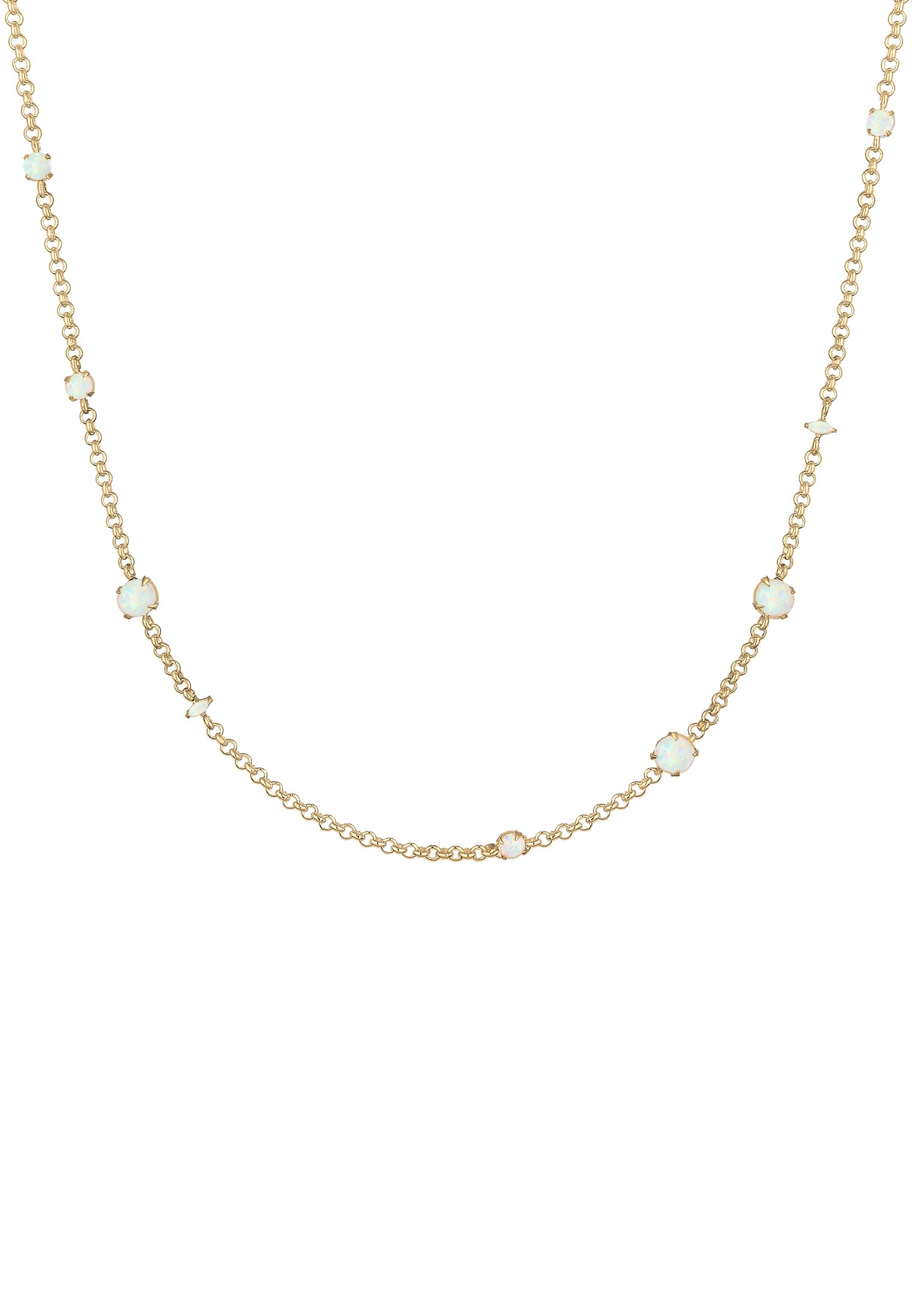Elli Premium Silberkette »Halskette Synthetischer Opal Weiß 925 Sterling Silber vergoldet«