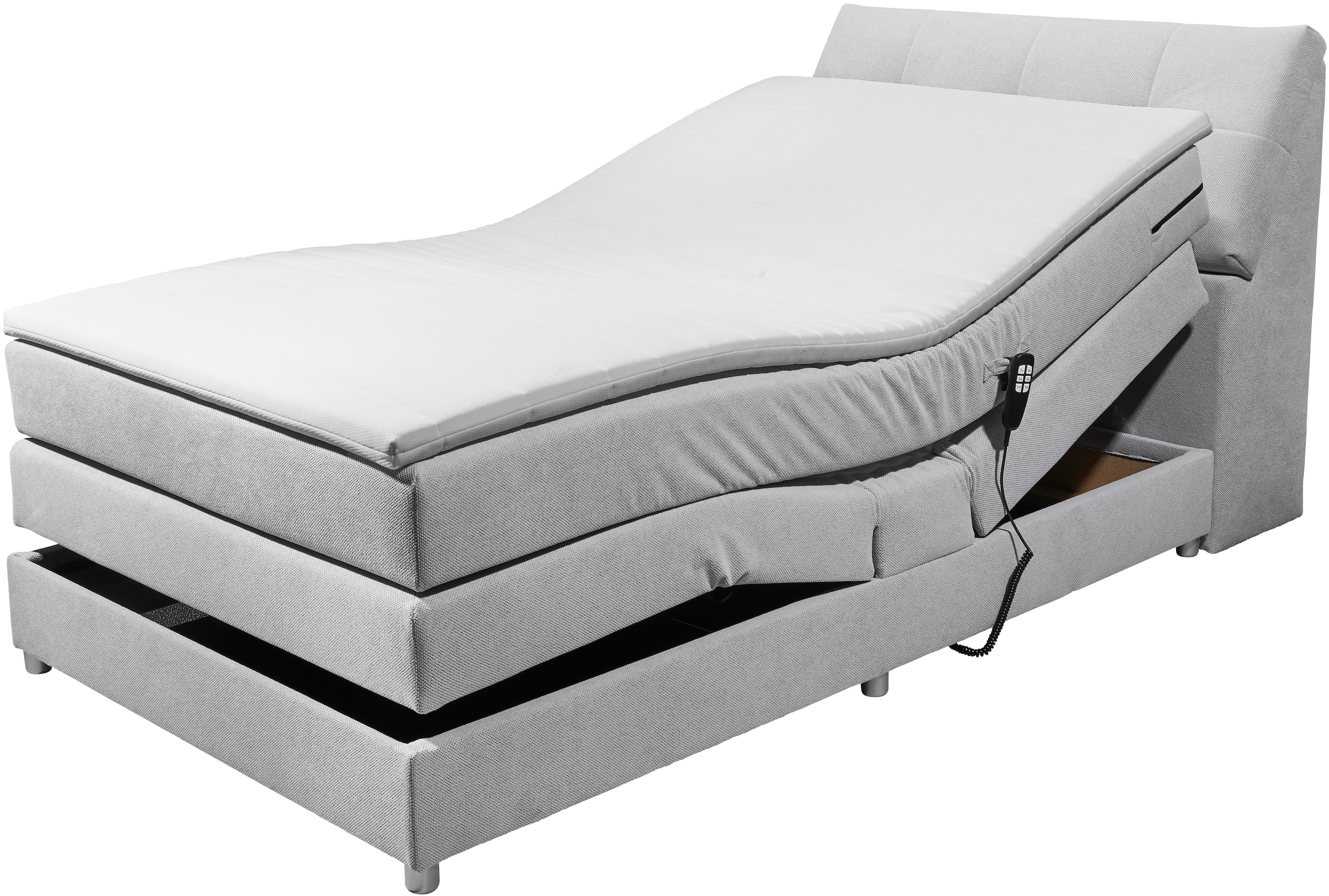 ED EXCITING DESIGN Boxspringbett »Toulouse«, inkl. Motor, inkl. Stauraum im Kopfteil