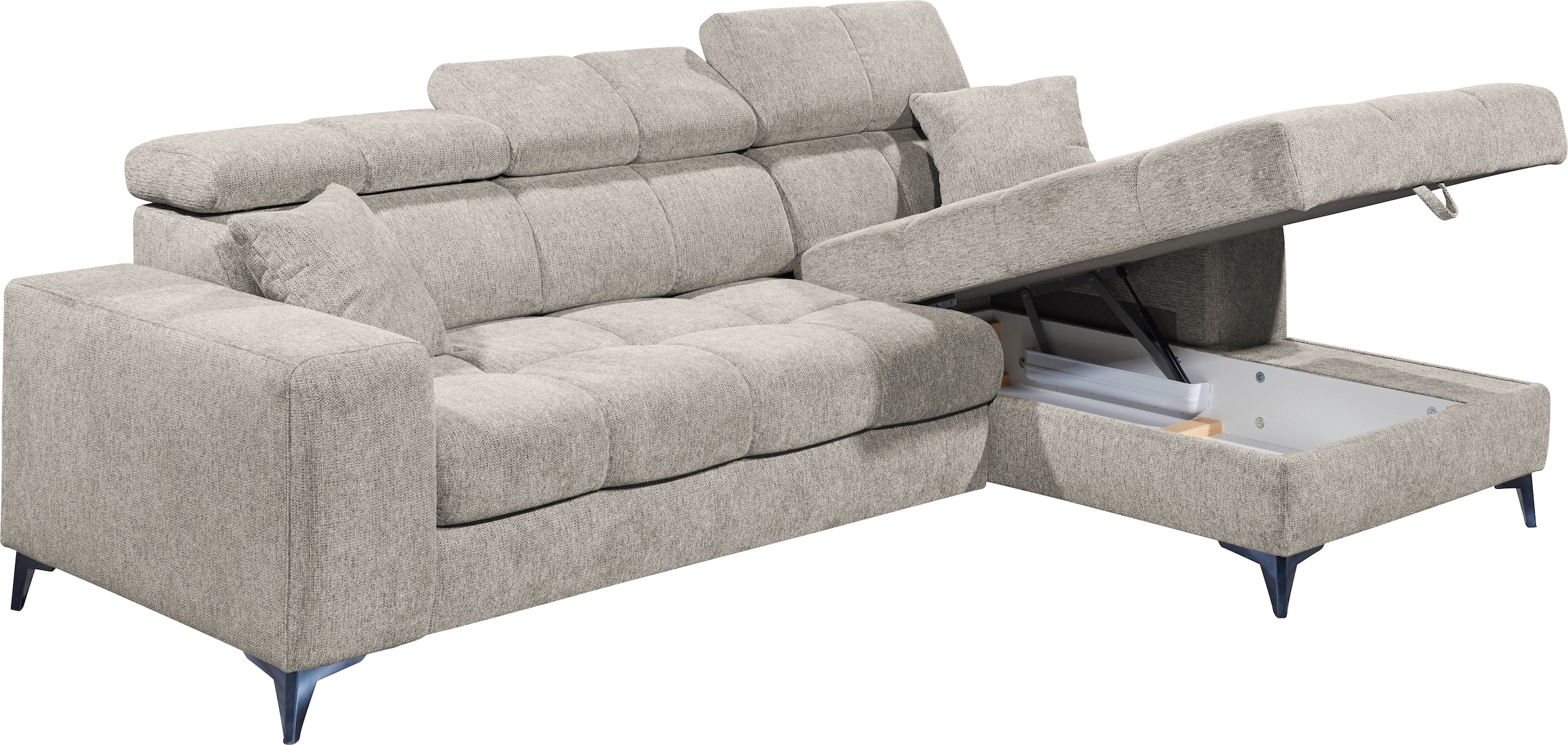 ED EXCITING DESIGN Ecksofa »Sydney L-Form«, (2 St.), frei im Raum stellbar, mit Bettkasten, inkl. Kopfteilverstellung