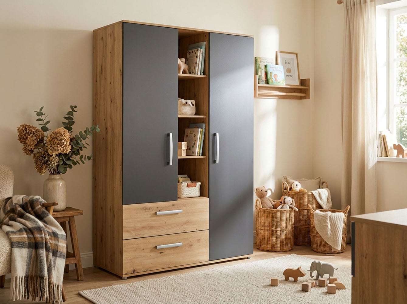 arthur berndt Kleiderschrank »Alessio, Kinderkleiderschrank« Kleiderschrank, mit Melamin-Oberfläche