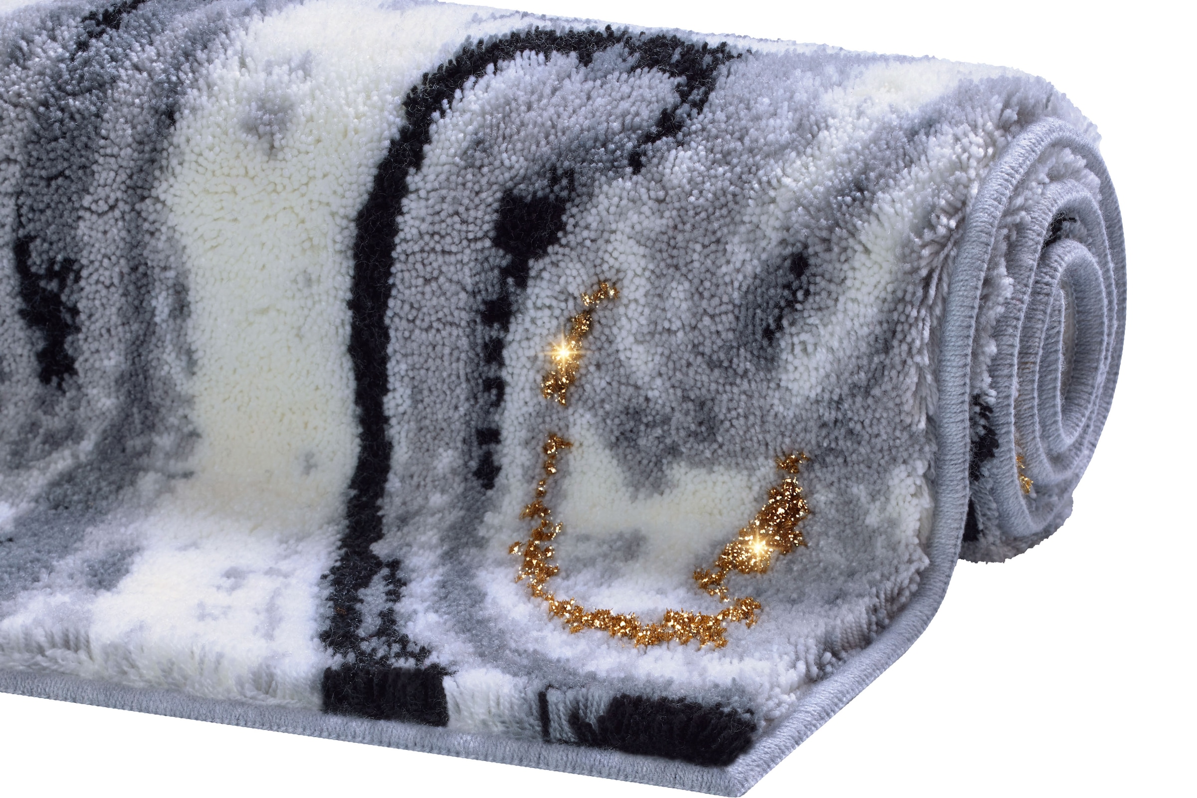 Leonique Badematte »Gloria«, Höhe 20 mm, rutschhemmend beschichtet, fußbodenheizungsgeeignet, goldfarbene Akzente durch Glitzer-Garn, Badematten im Marmor-Design