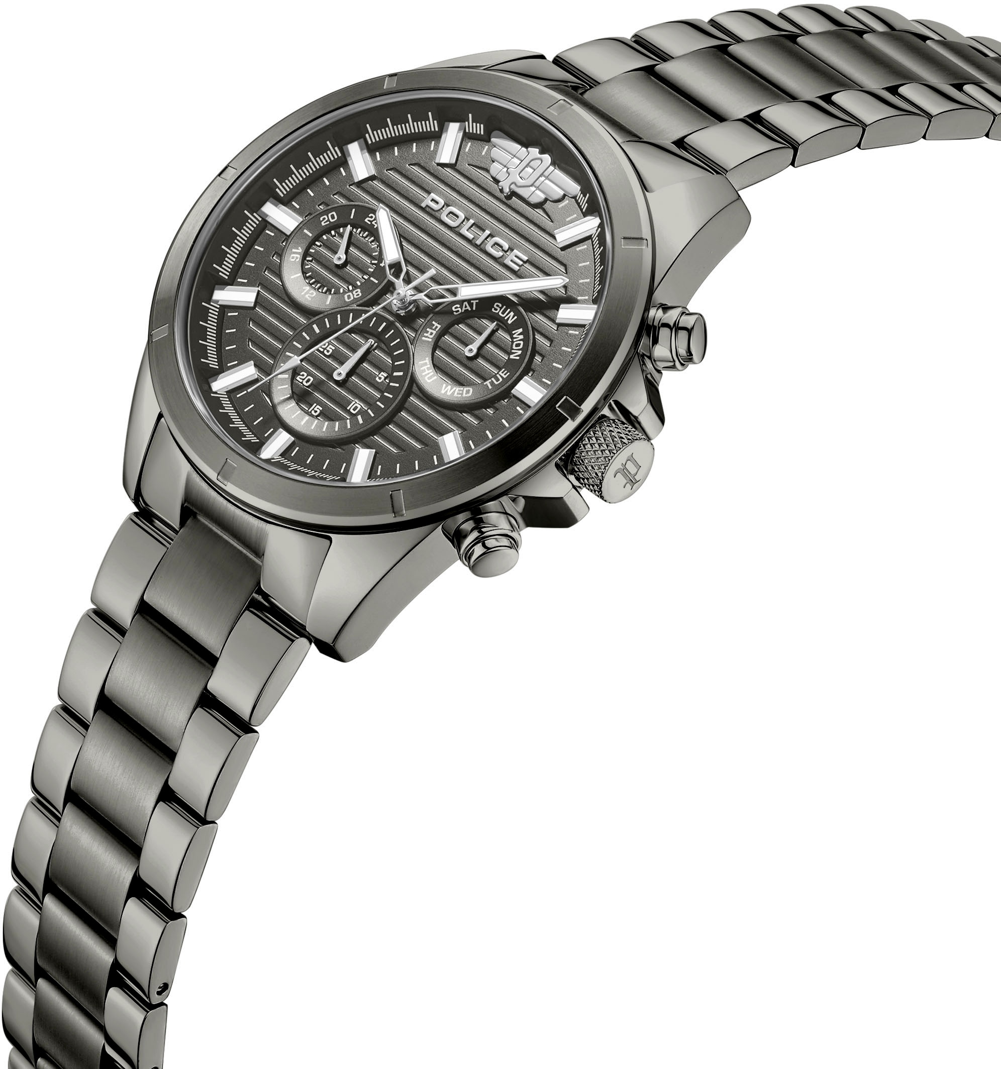 Police Multifunktionsuhr »MALAWI« Quarzuhr, Armbanduhr, Herrenuhr, Edelstahlarmband, analog, Wochentag