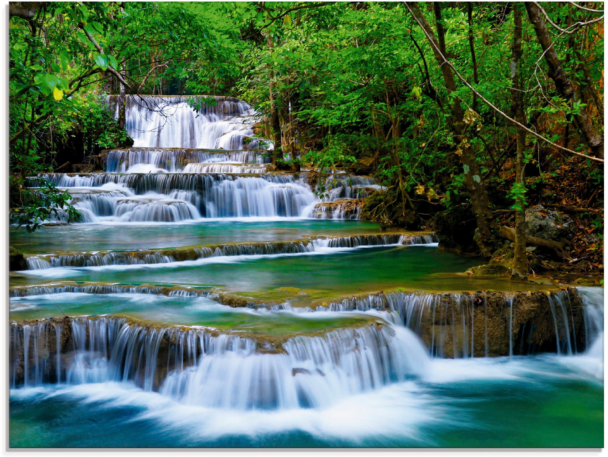Artland Glasbild »Tiefen Wald Wasserfall«, Gewässer, (1 St.), in verschiedenen Größen